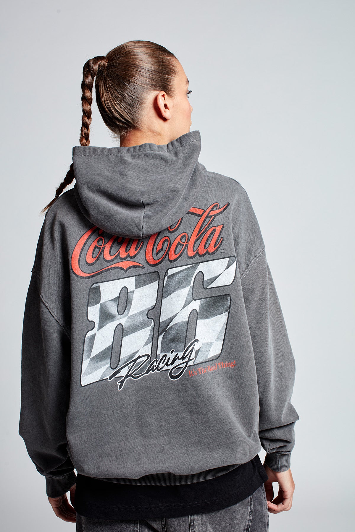 Coca-Cola Lights Out Hoodie in Washed Grey