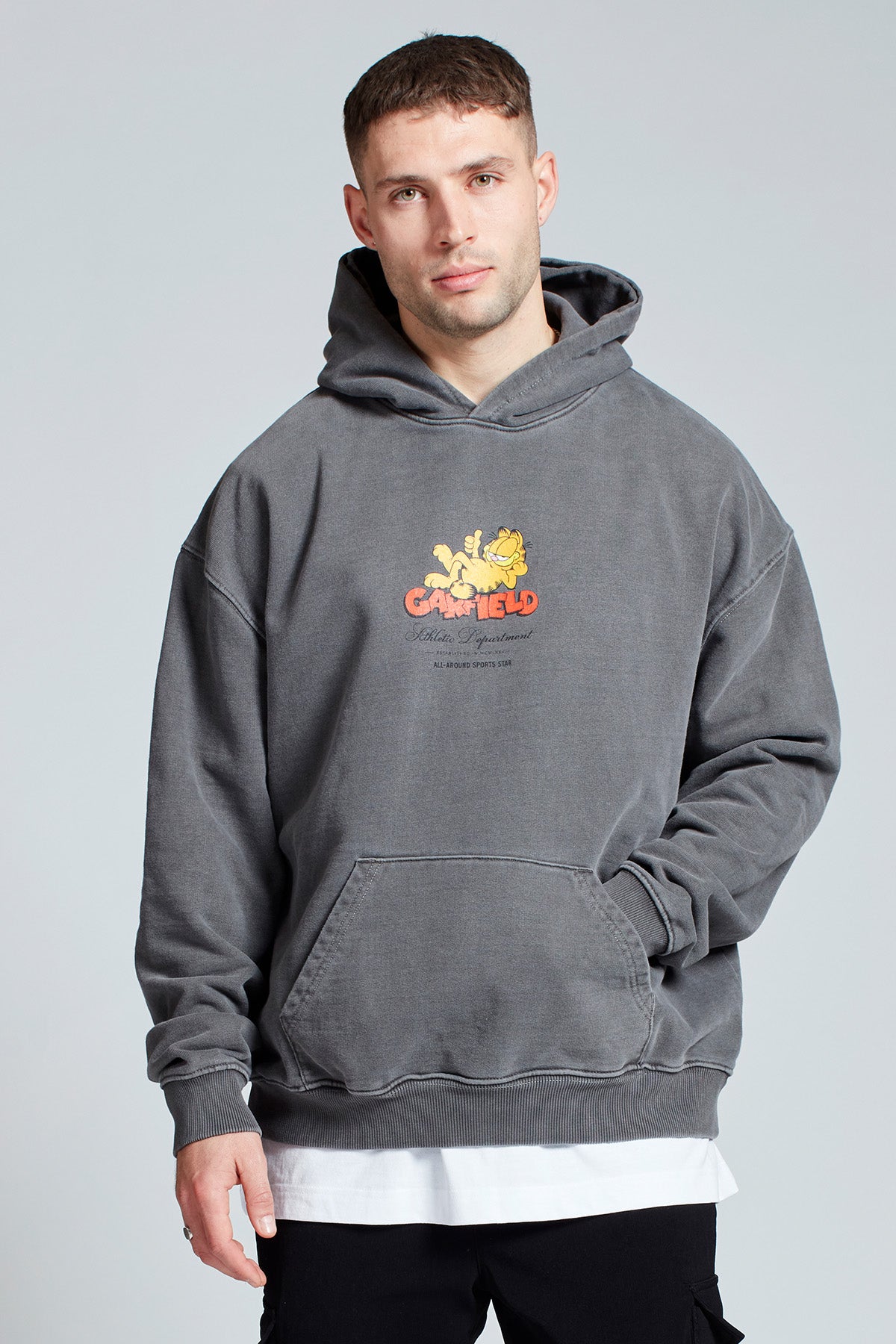 Garfield Just Chilling Hoodie in Washed Grey