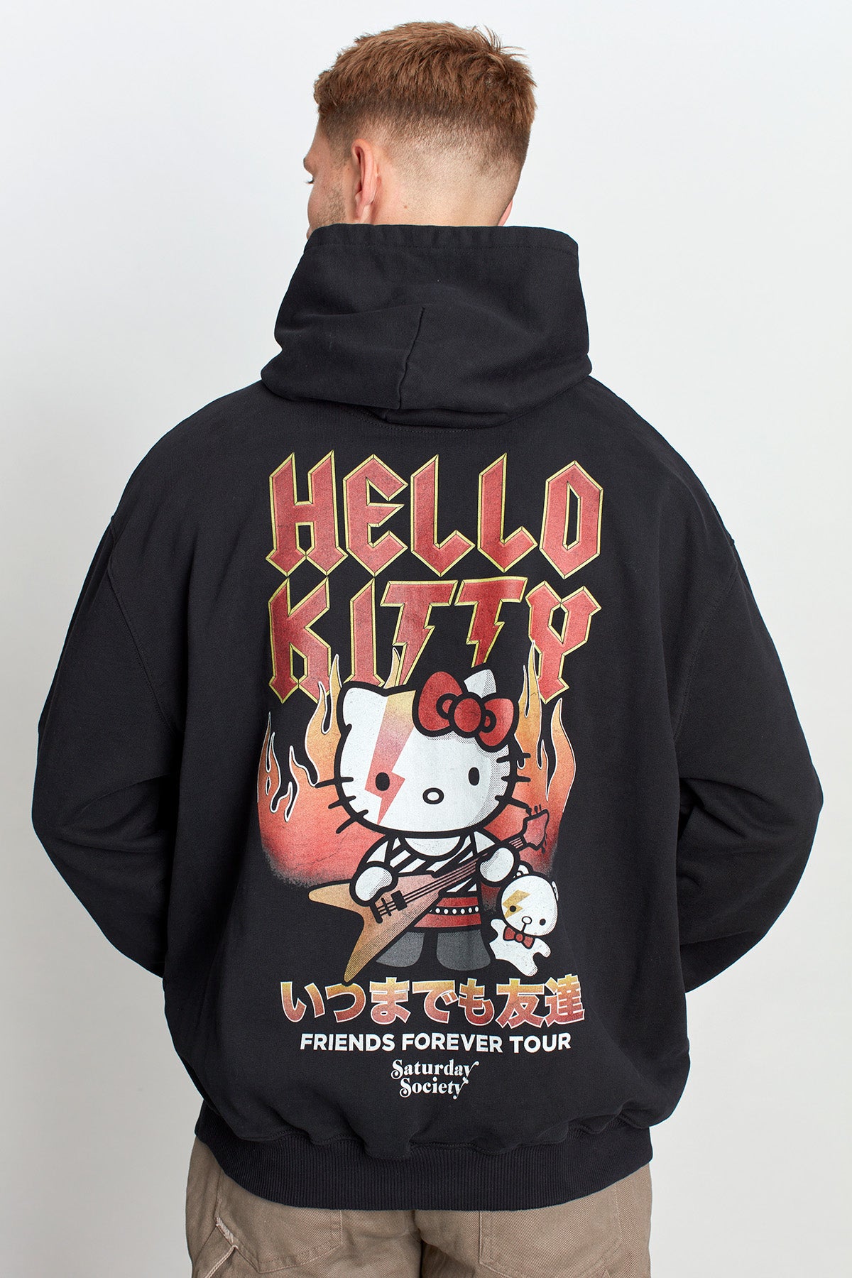 Hello Kitty Feline Fury Hoodie in Washed Black