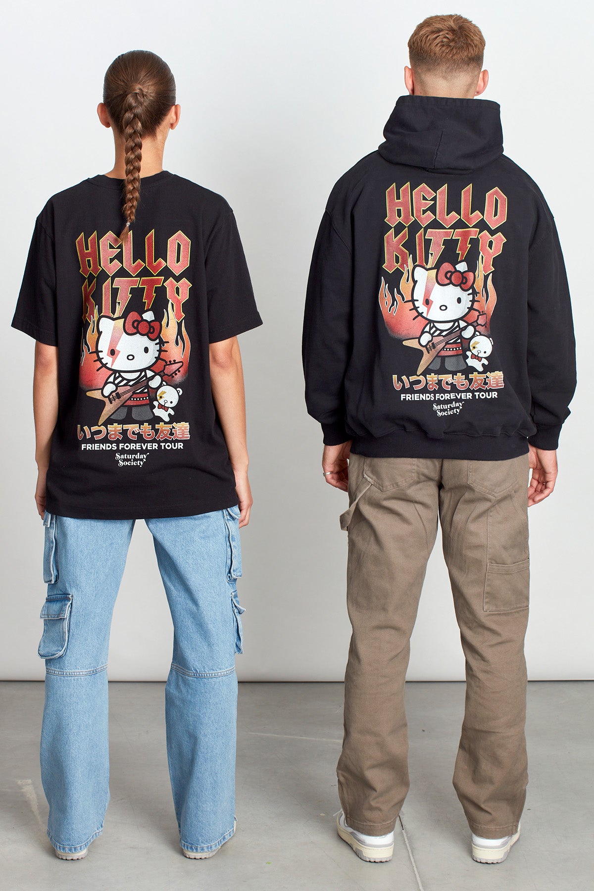 Hello Kitty Feline Fury Hoodie in Washed Black