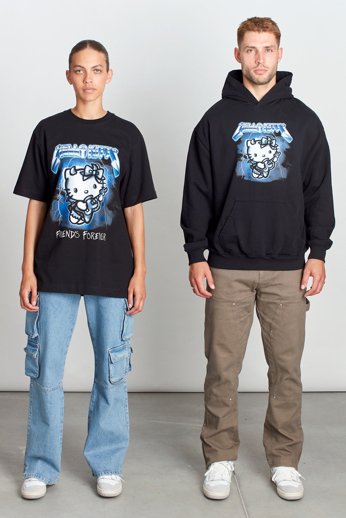 Hello Kitty Storm Kitty Hoodie in Washed Black