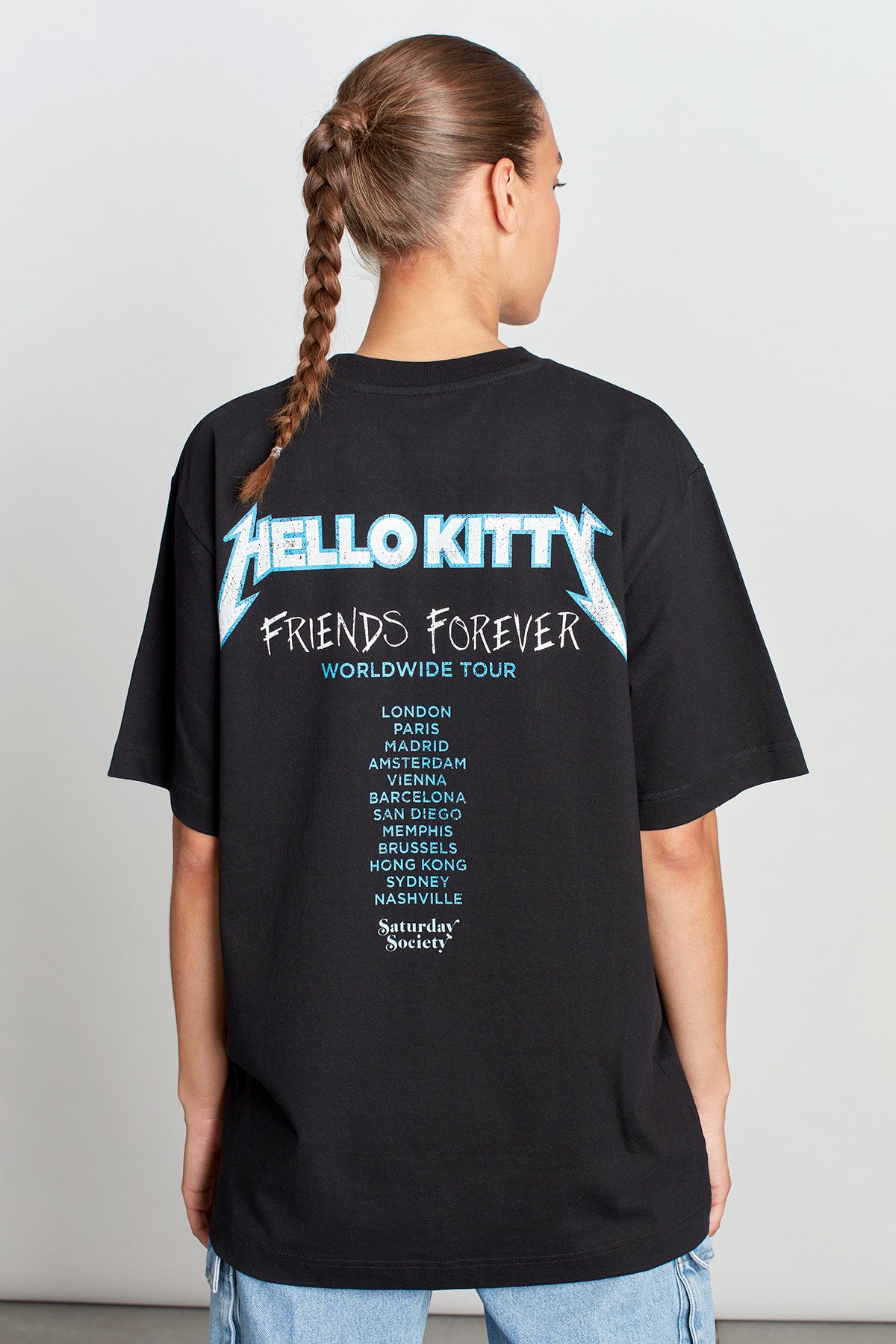 Hello Kitty Forever Metal T-shirt in Washed Black