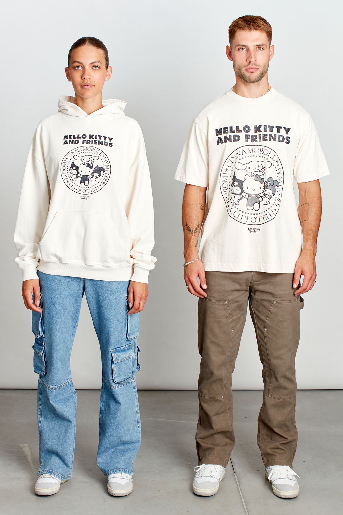 Hello Kitty And Friends Punk Rock Hoodie in Vintage White