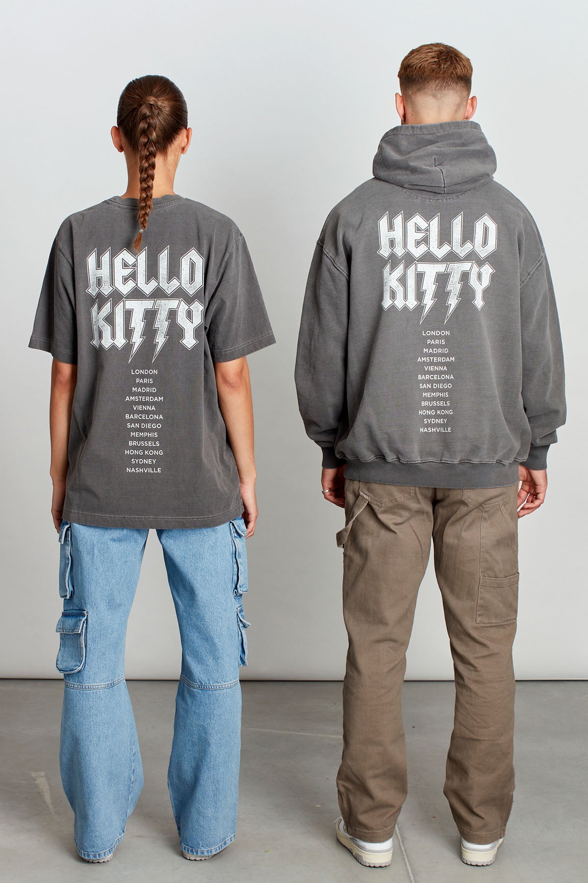 Hello Kitty Whisker Rockers Hoodie in Washed Grey