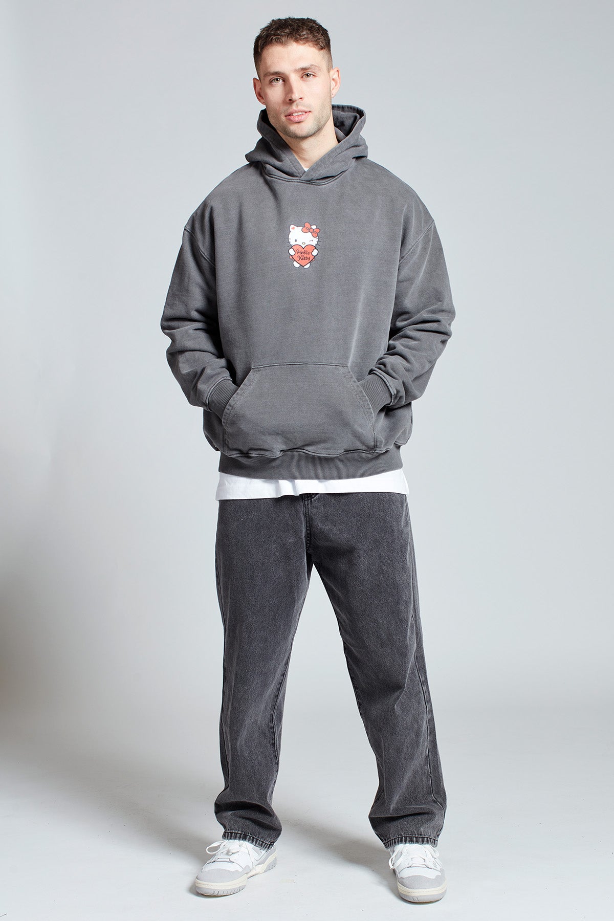 Hello Kitty Love Club Hoodie in Washed Grey