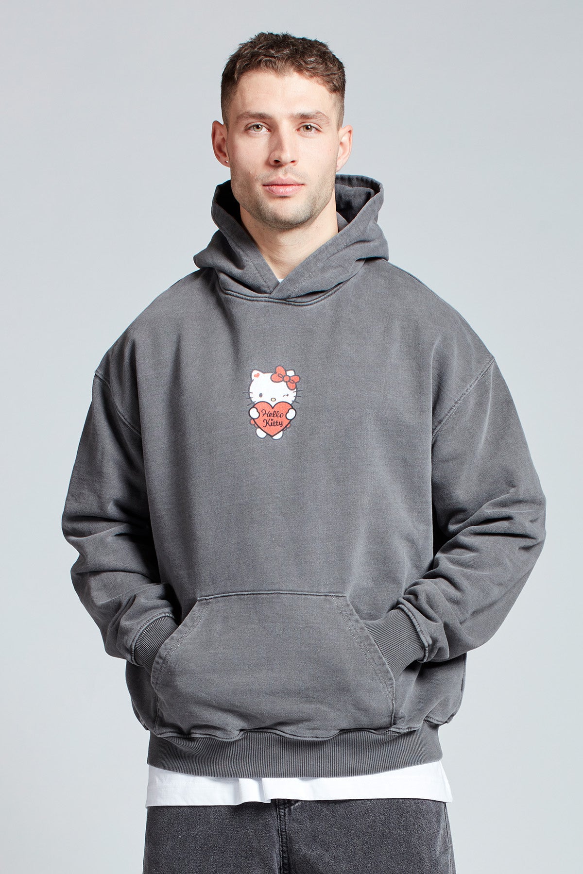 Hello Kitty Love Club Hoodie in Washed Grey