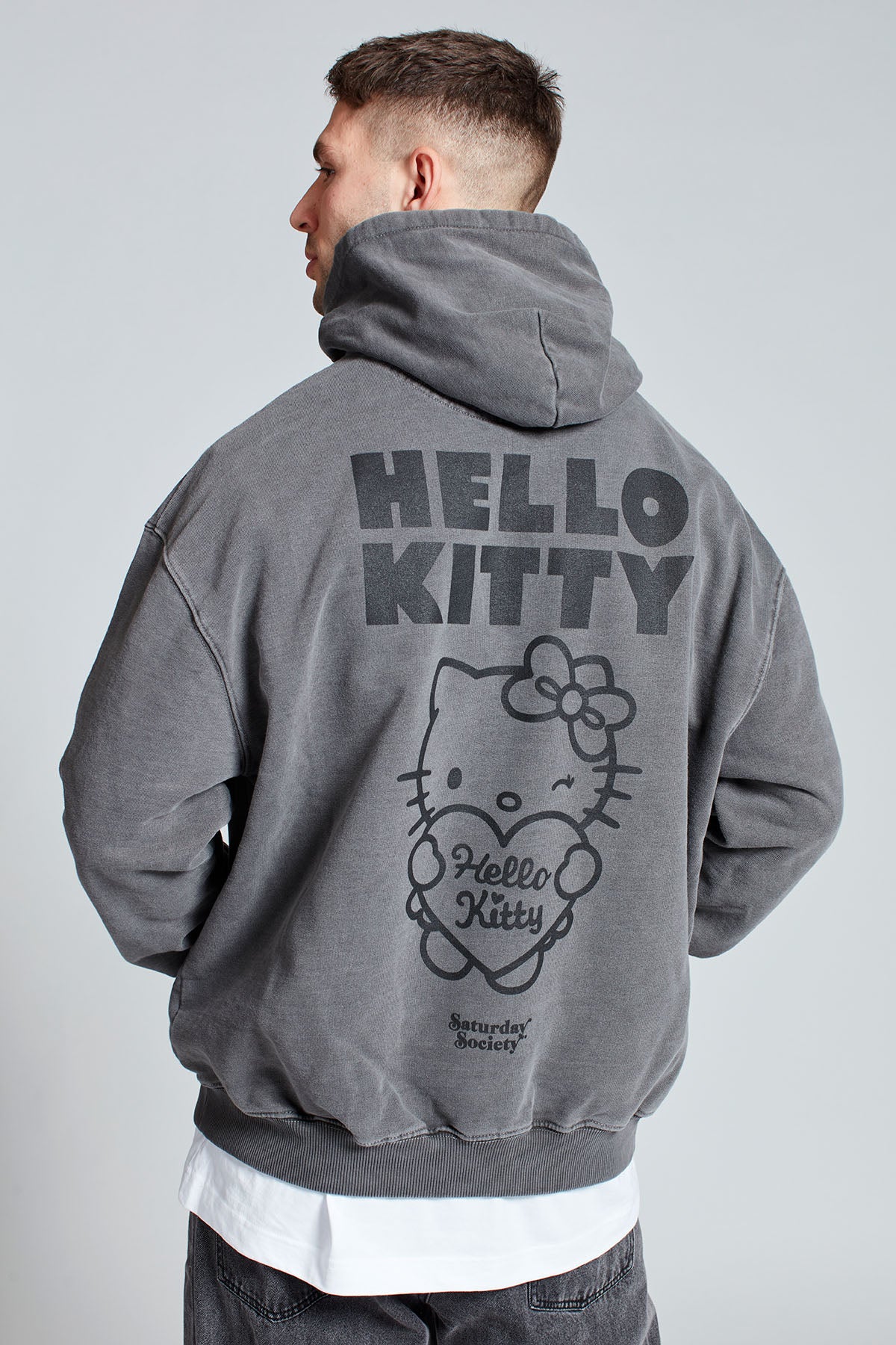 Hello Kitty Love Club Hoodie in Washed Grey