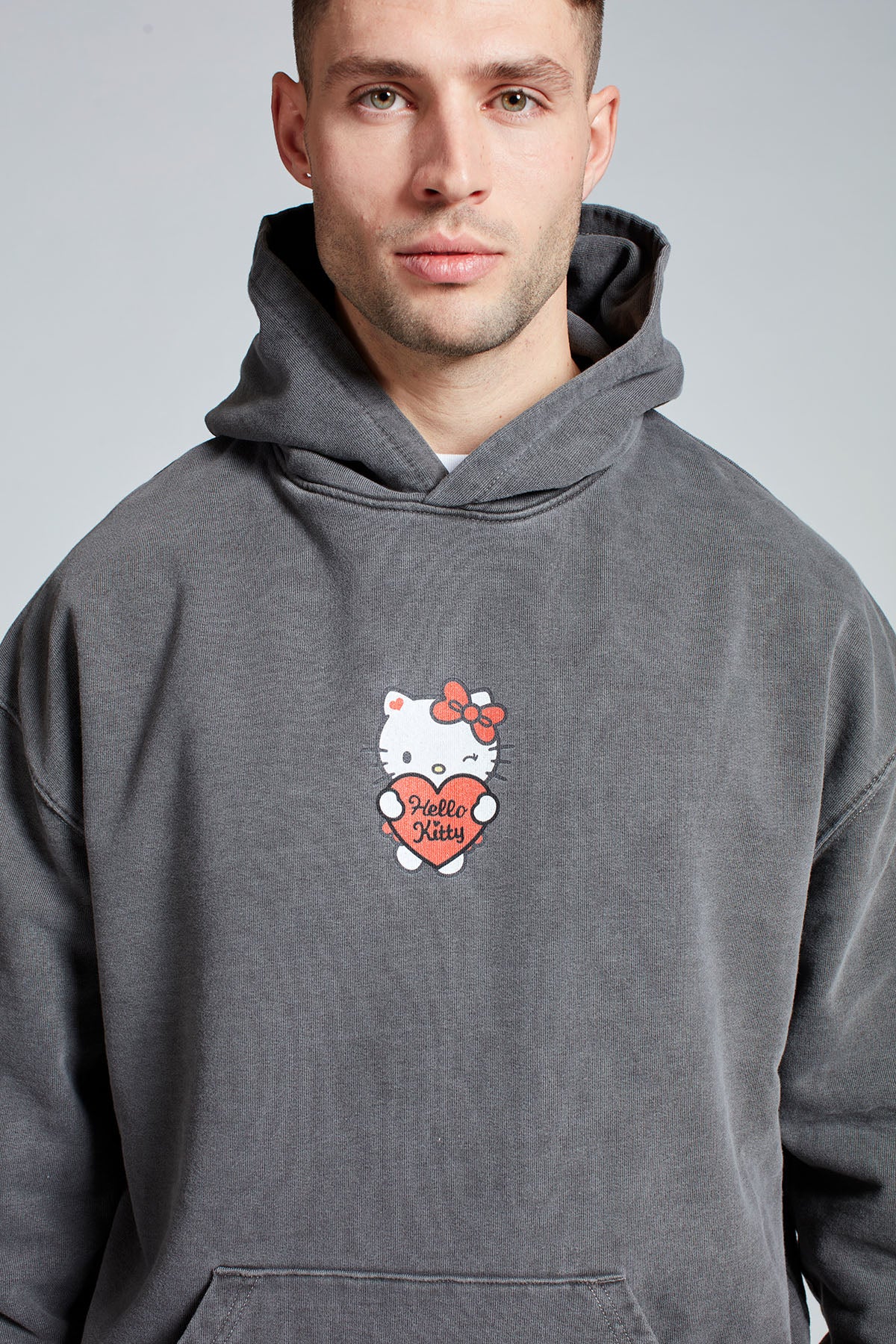 Hello Kitty Love Club Hoodie in Washed Grey