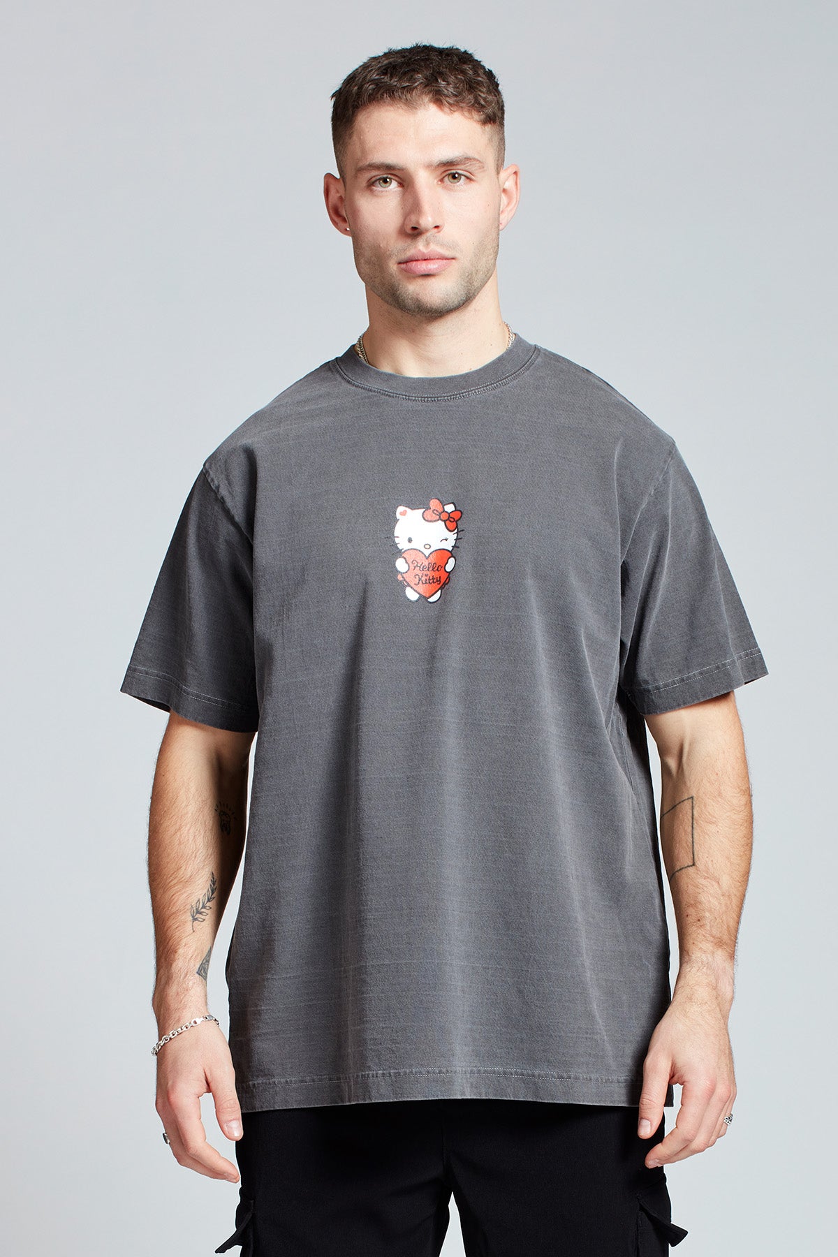 Hello Kitty Love Club T-shirt in Washed Grey