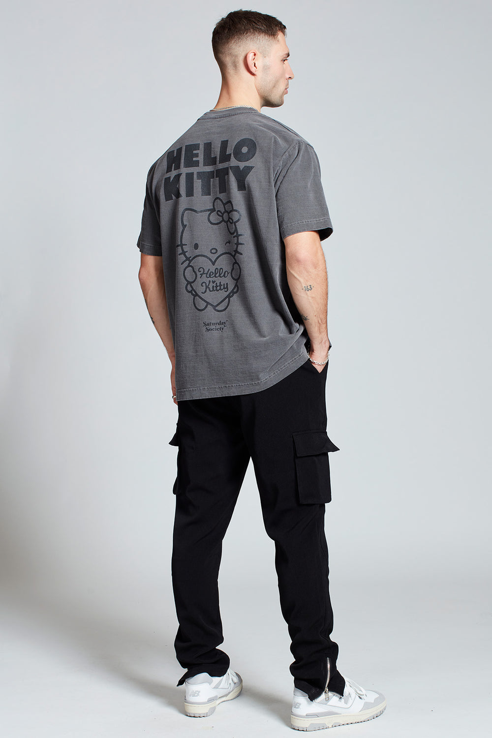 Hello Kitty Love Club T-shirt in Washed Grey | Mens | Saturday Society