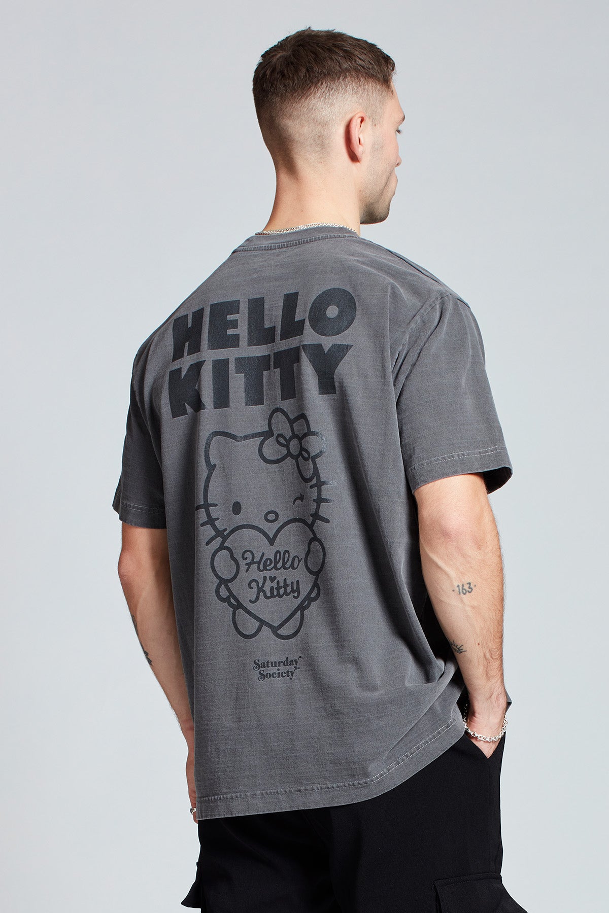 Hello Kitty Love Club T-shirt in Washed Grey | Mens | Saturday Society