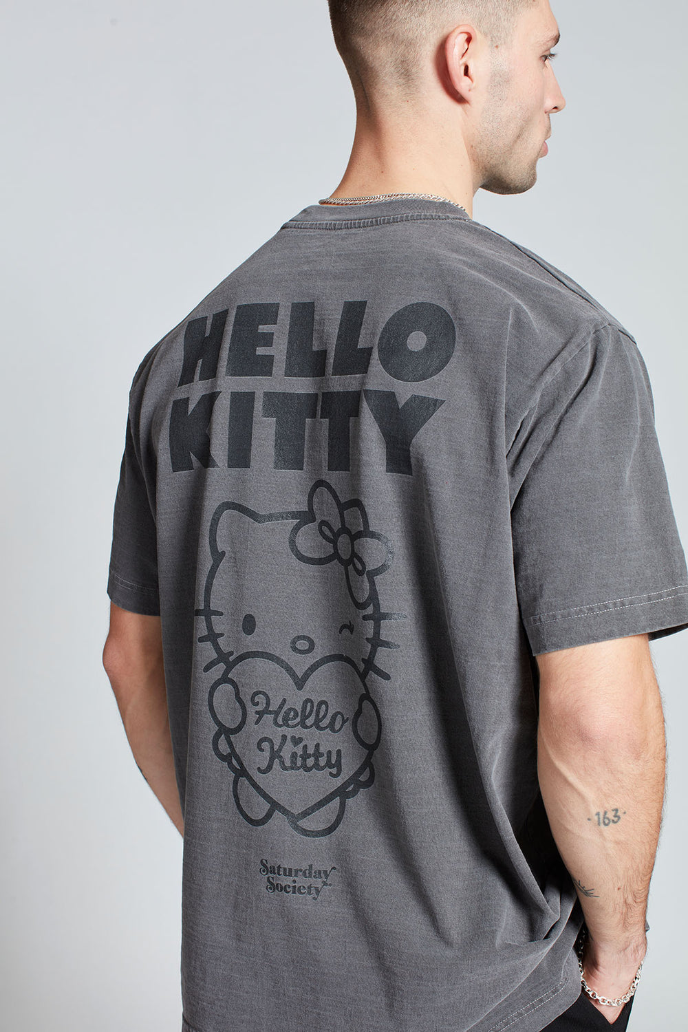 Hello Kitty Love Club T-shirt in Washed Grey | Mens | Saturday Society