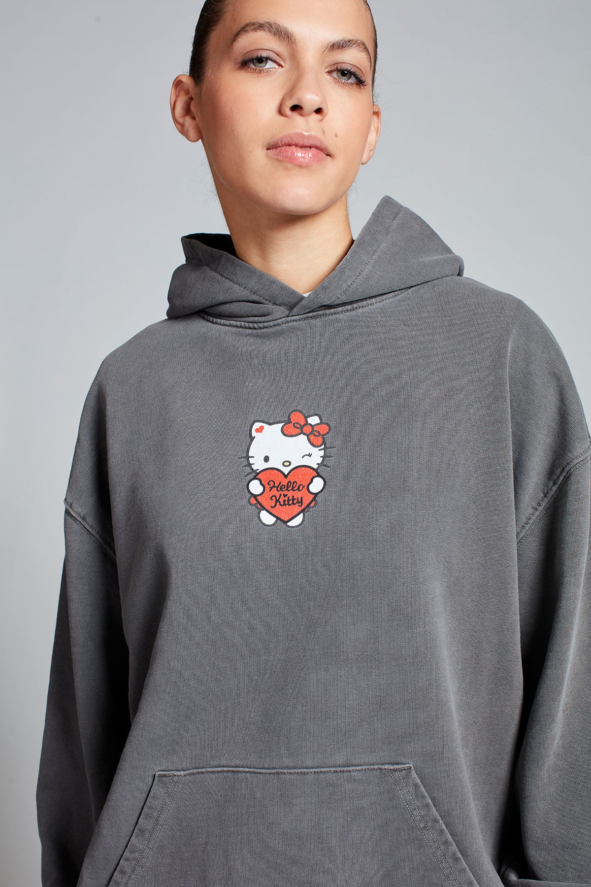 Hello Kitty Love Club Hoodie in Washed Grey