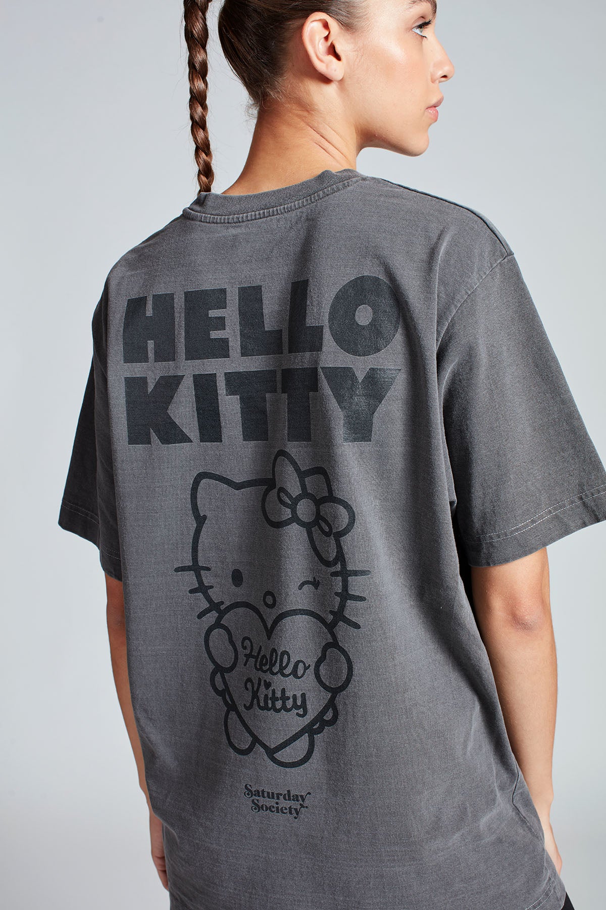 Hello Kitty Love Club T-shirt in Washed Grey