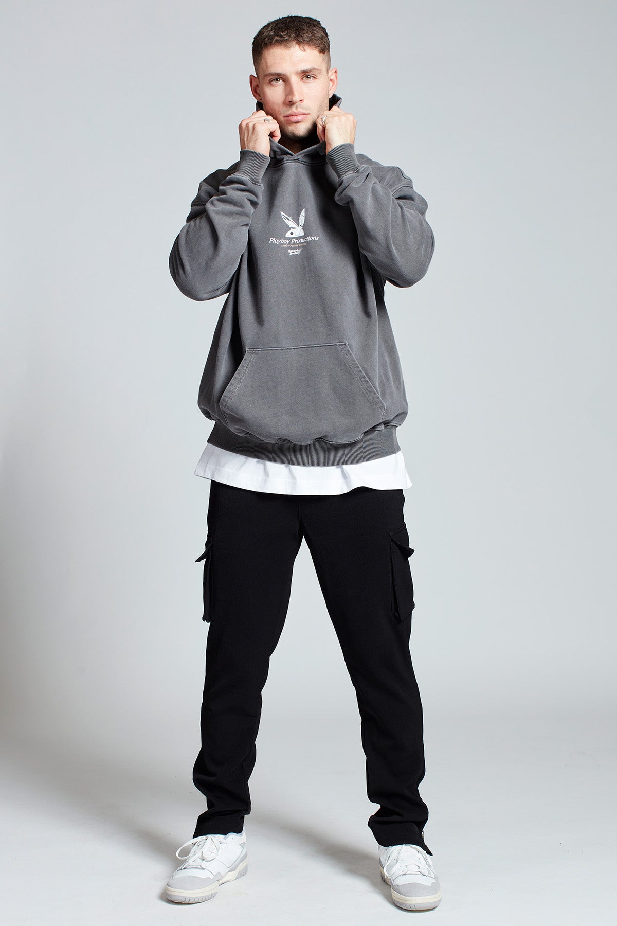 Playboy Chrome Hoodie in Washed Grey