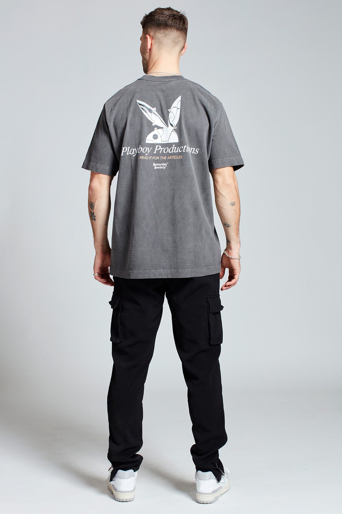 Playboy Chrome T-shirt in Washed Grey