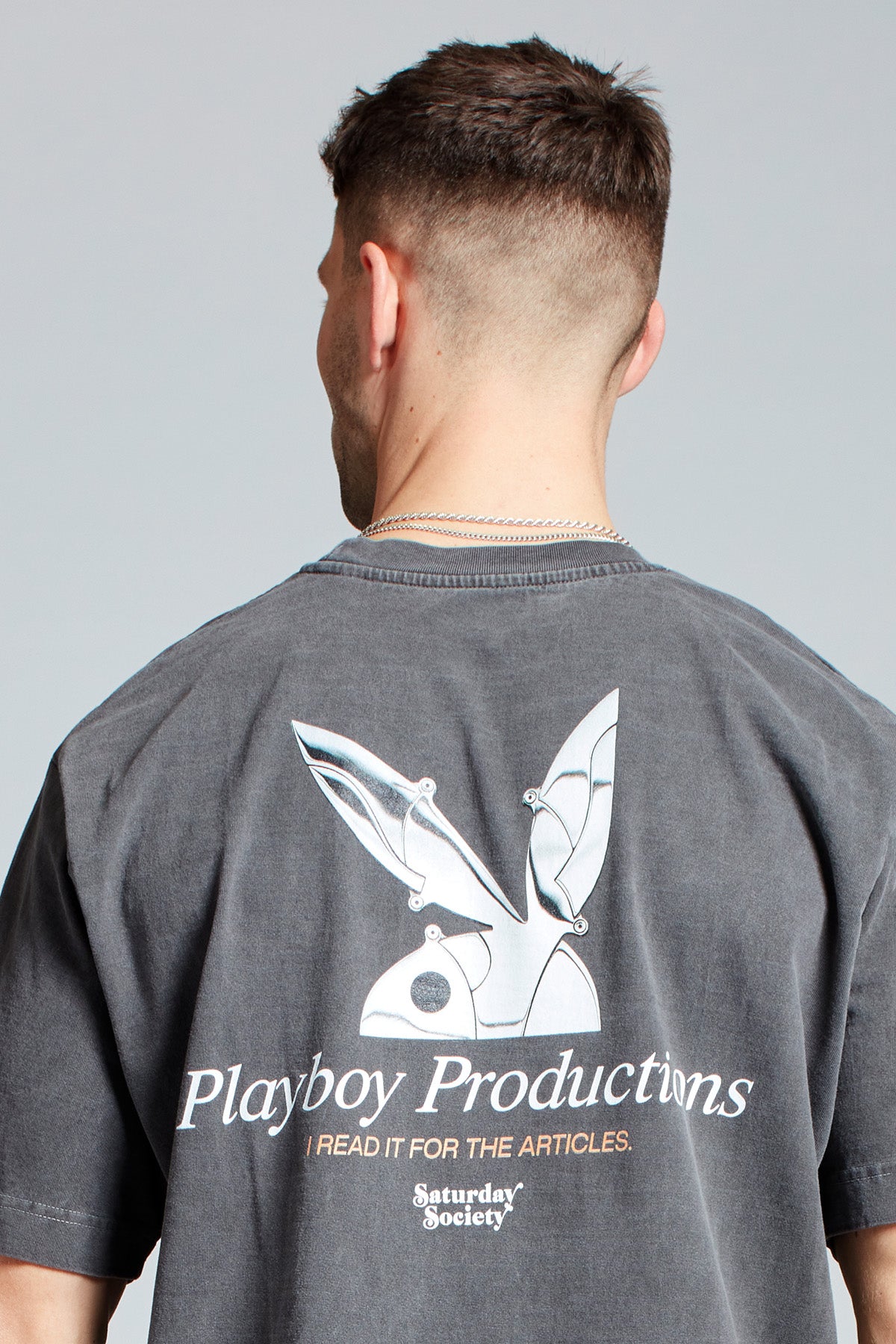 Playboy Chrome T-shirt in Washed Grey