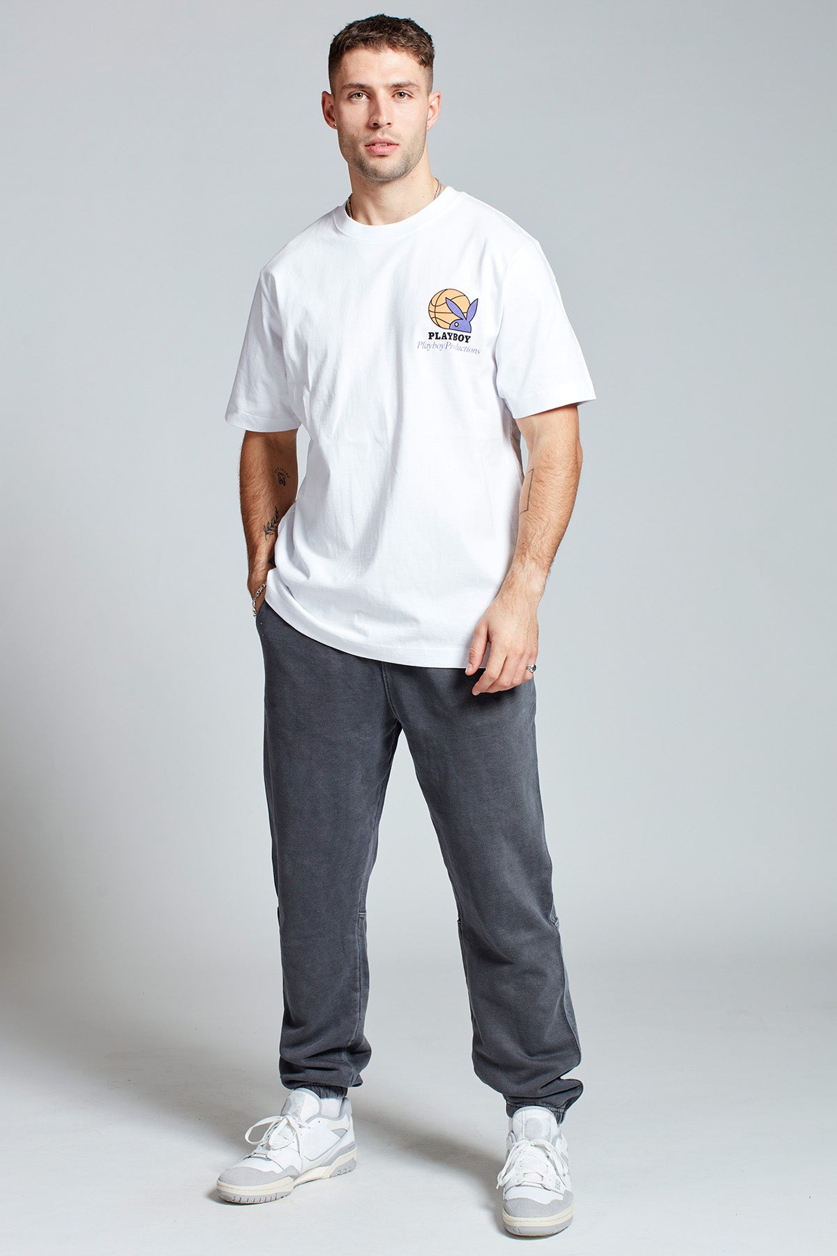 Playboy Hop Dribble Shoot T-shirt in White