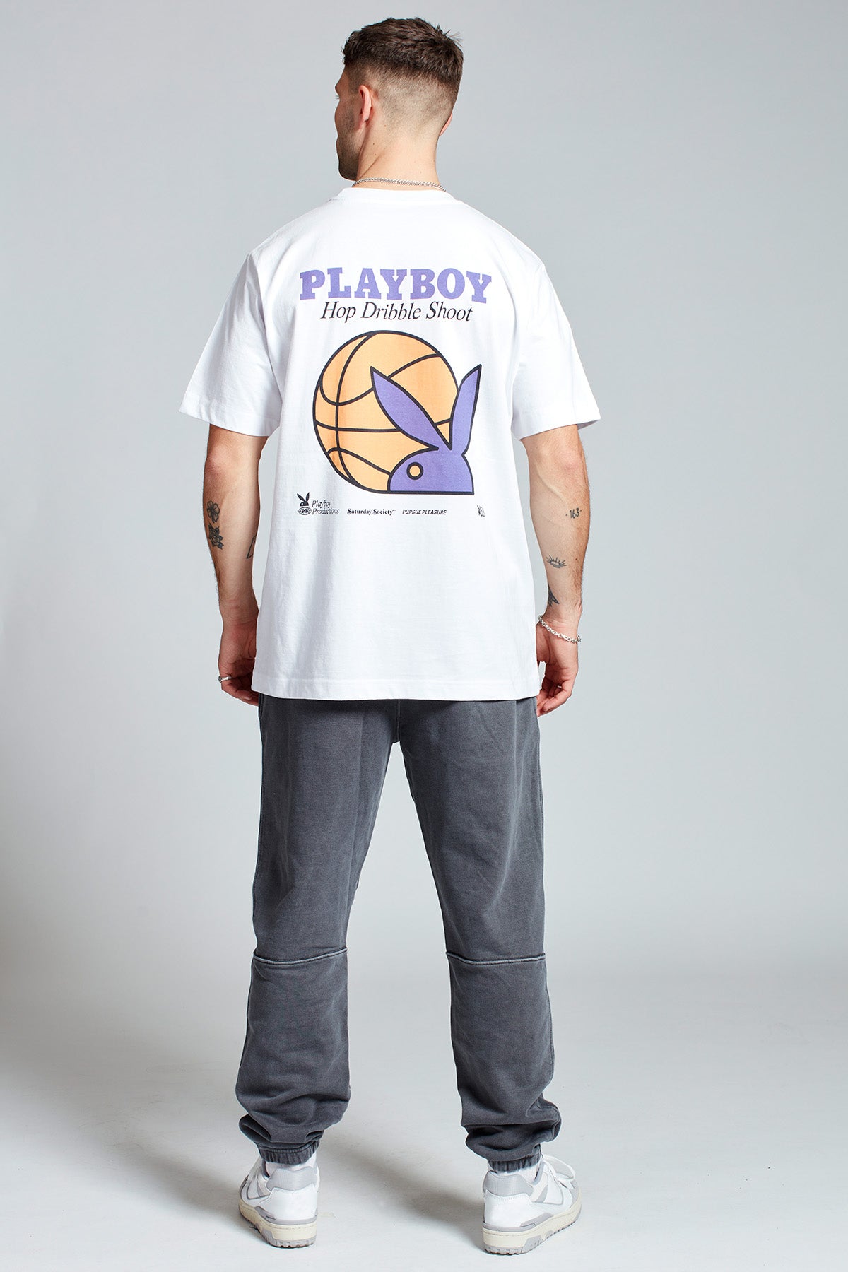 Playboy Hop Dribble Shoot T-shirt in White