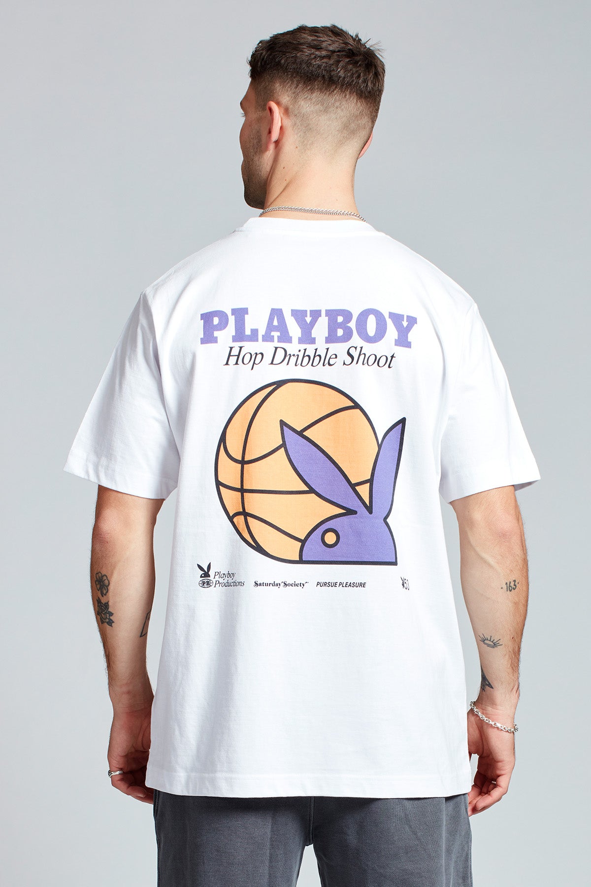Playboy Hop Dribble Shoot T-shirt in White