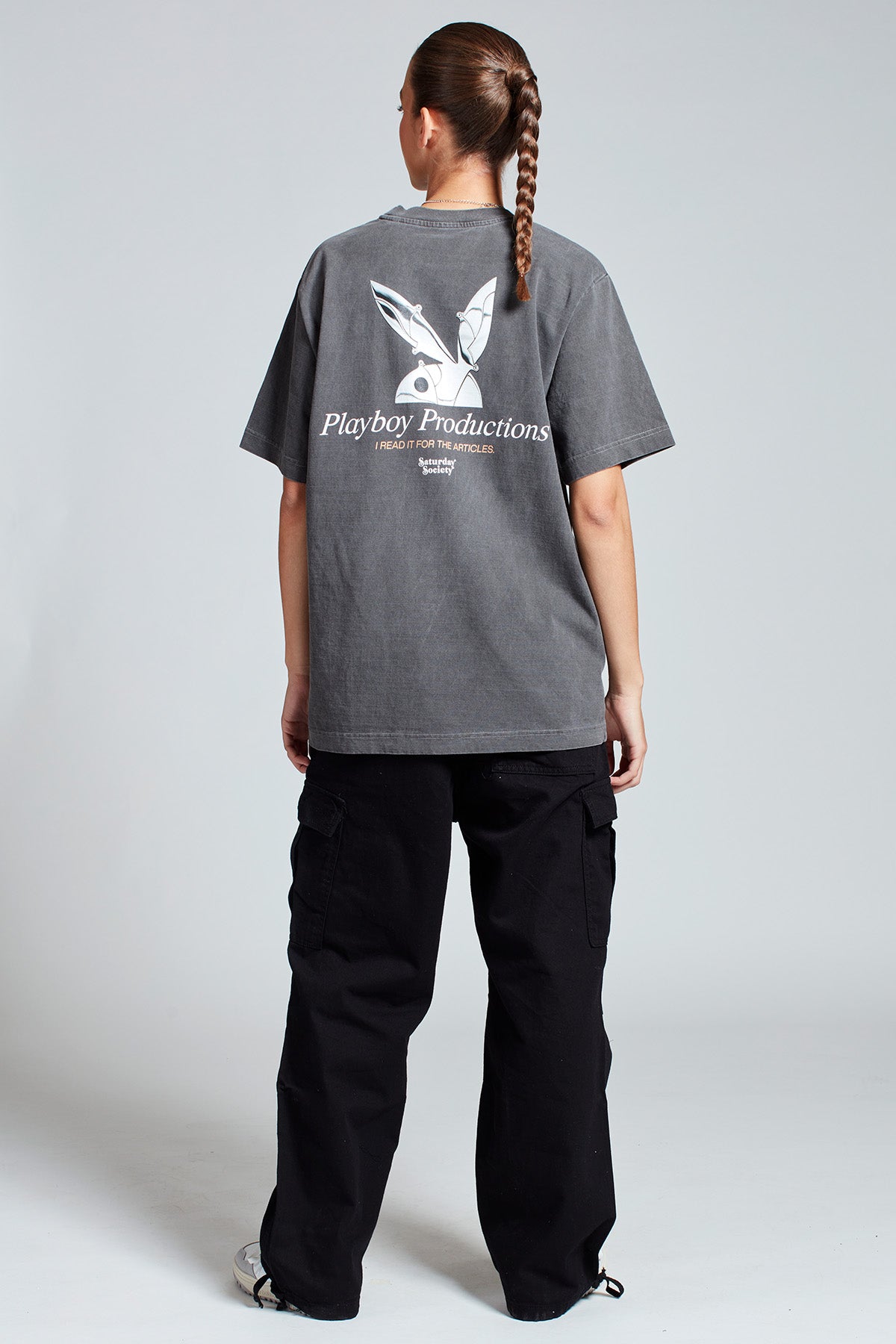 Playboy Chrome T-shirt in Washed Grey