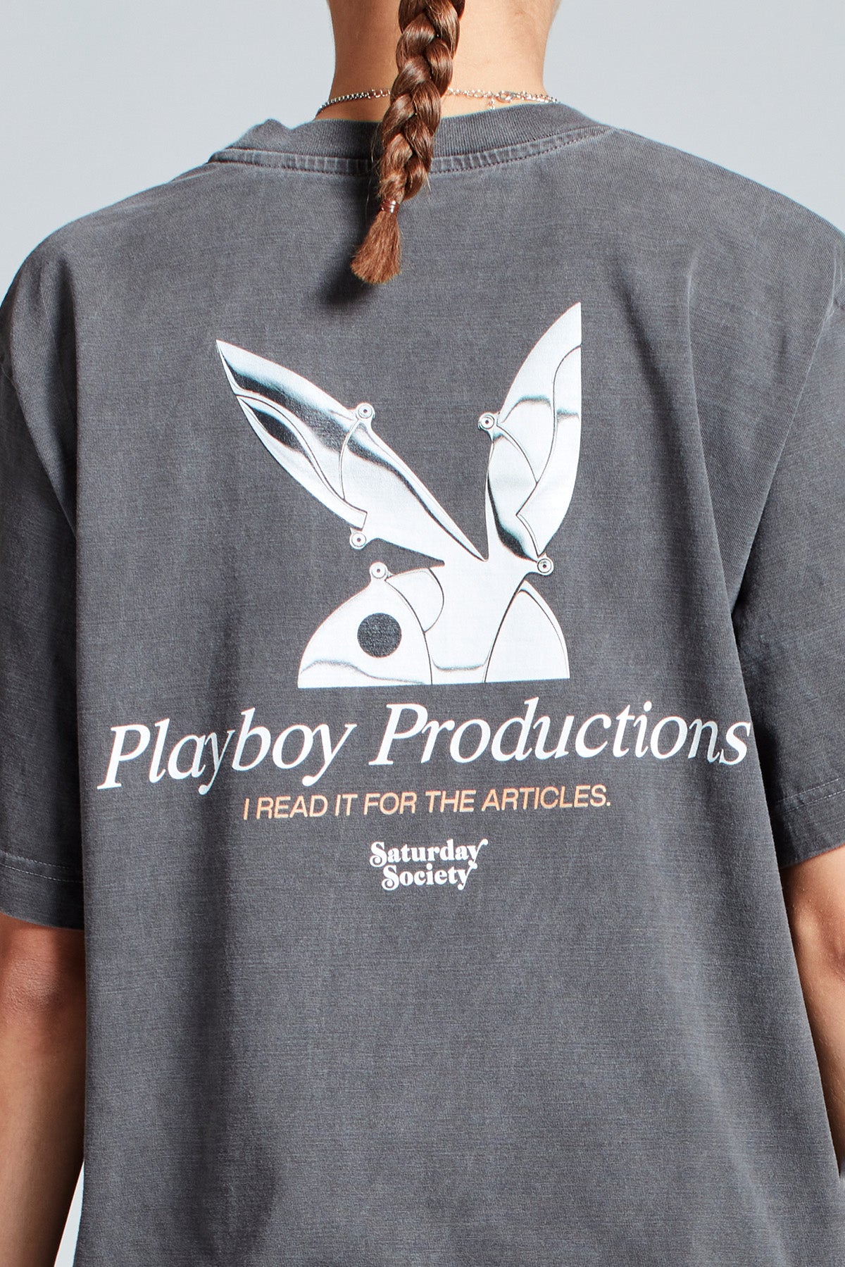 Playboy Chrome T-shirt in Washed Grey