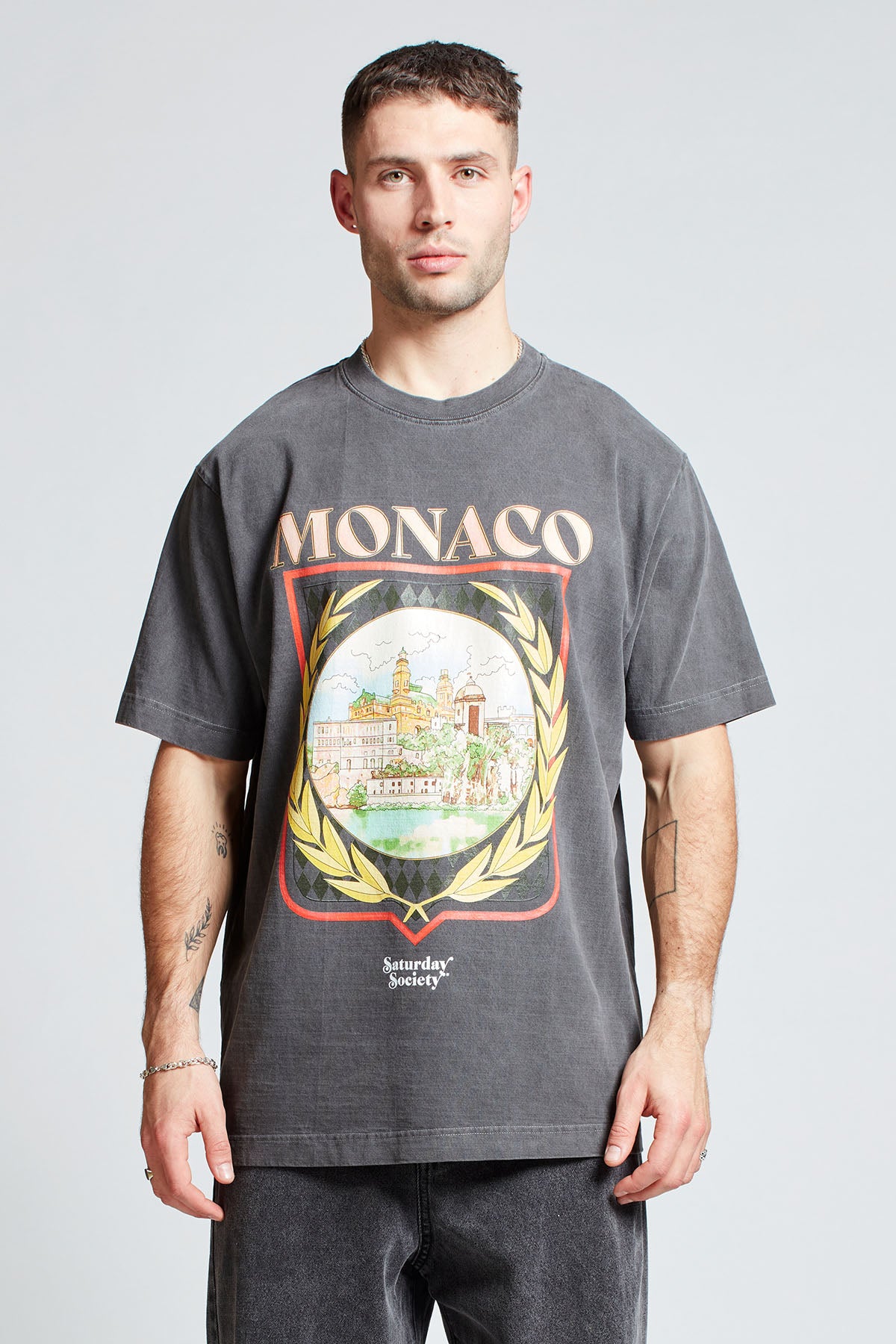 Saturday Society Monaco T-shirt in Washed Grey