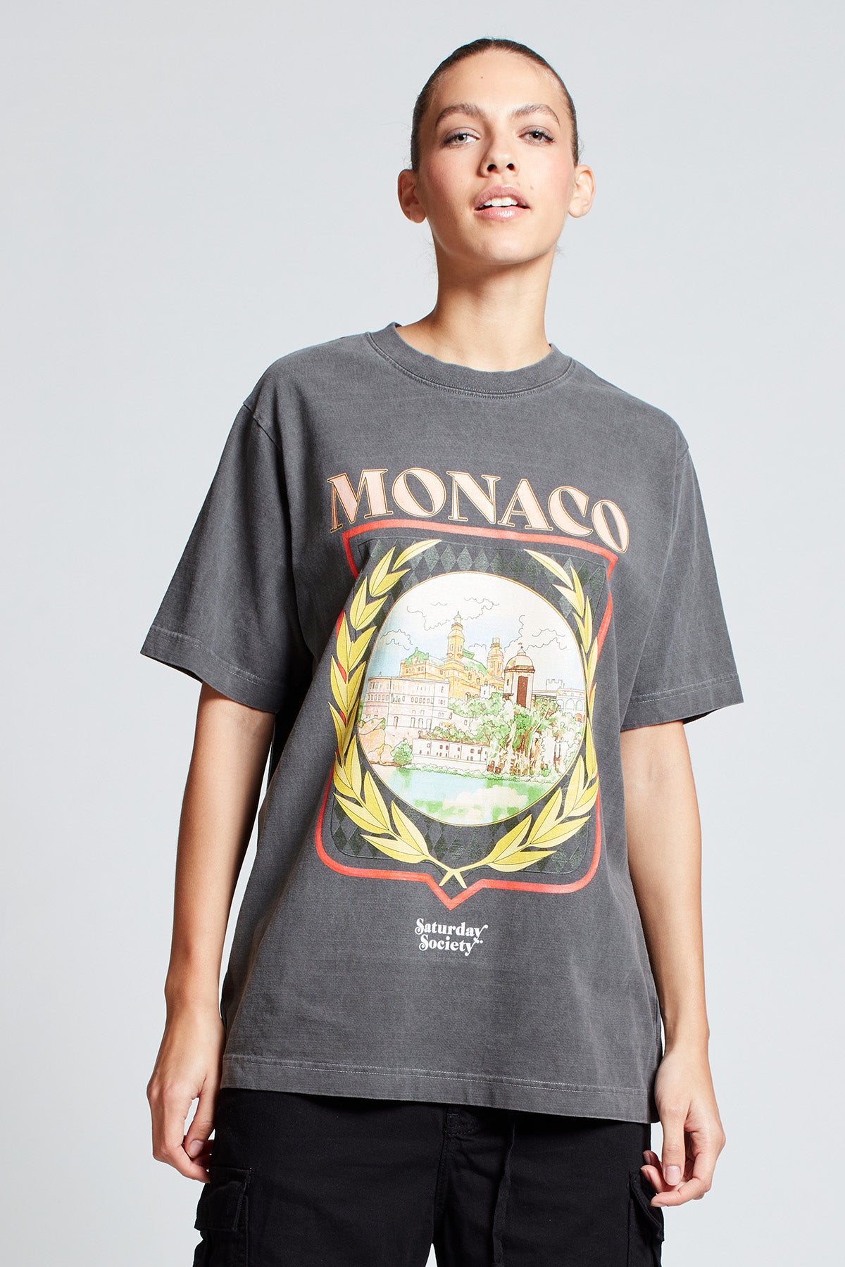 Saturday Society Monaco T-shirt in Washed Grey