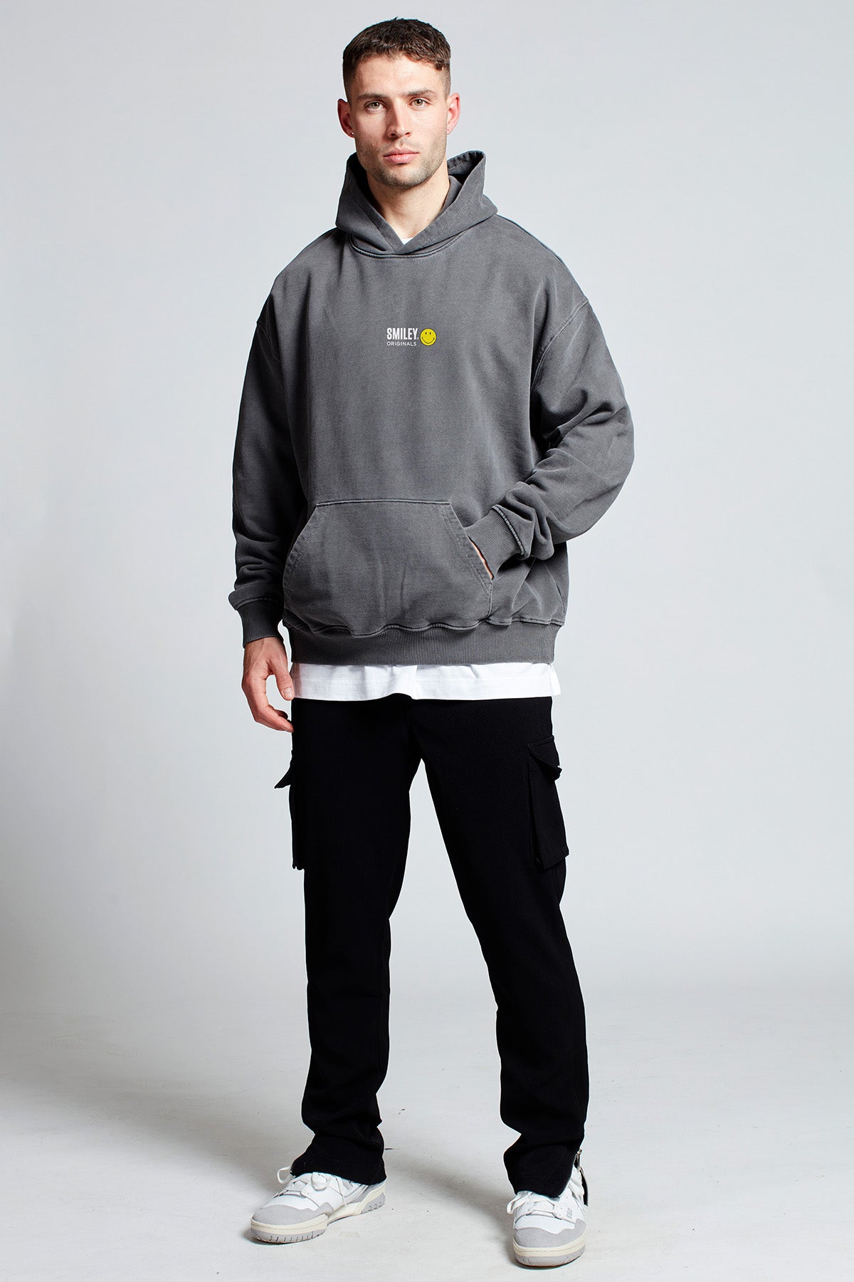 Smiley Originals® Special Delivery Hoodie in Washed Grey