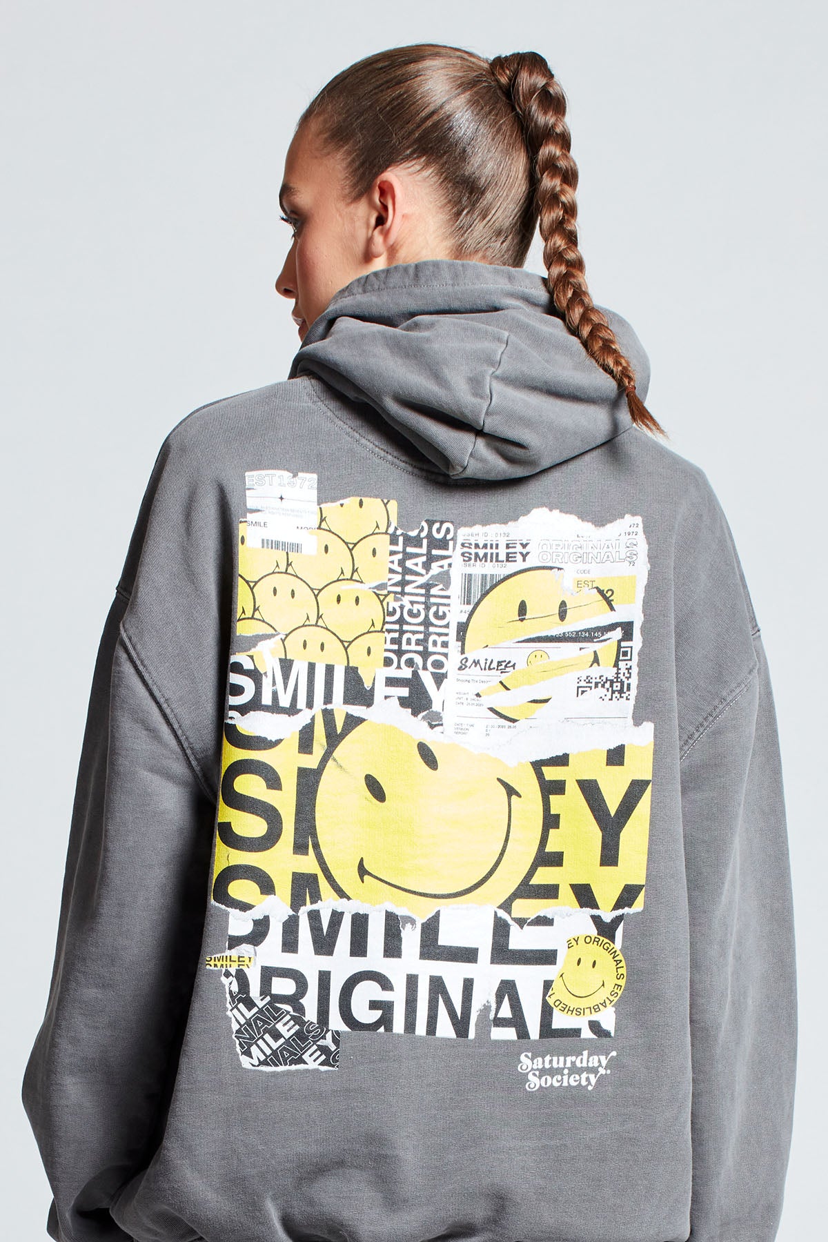 Smiley Originals® Special Delivery Hoodie in Washed Grey