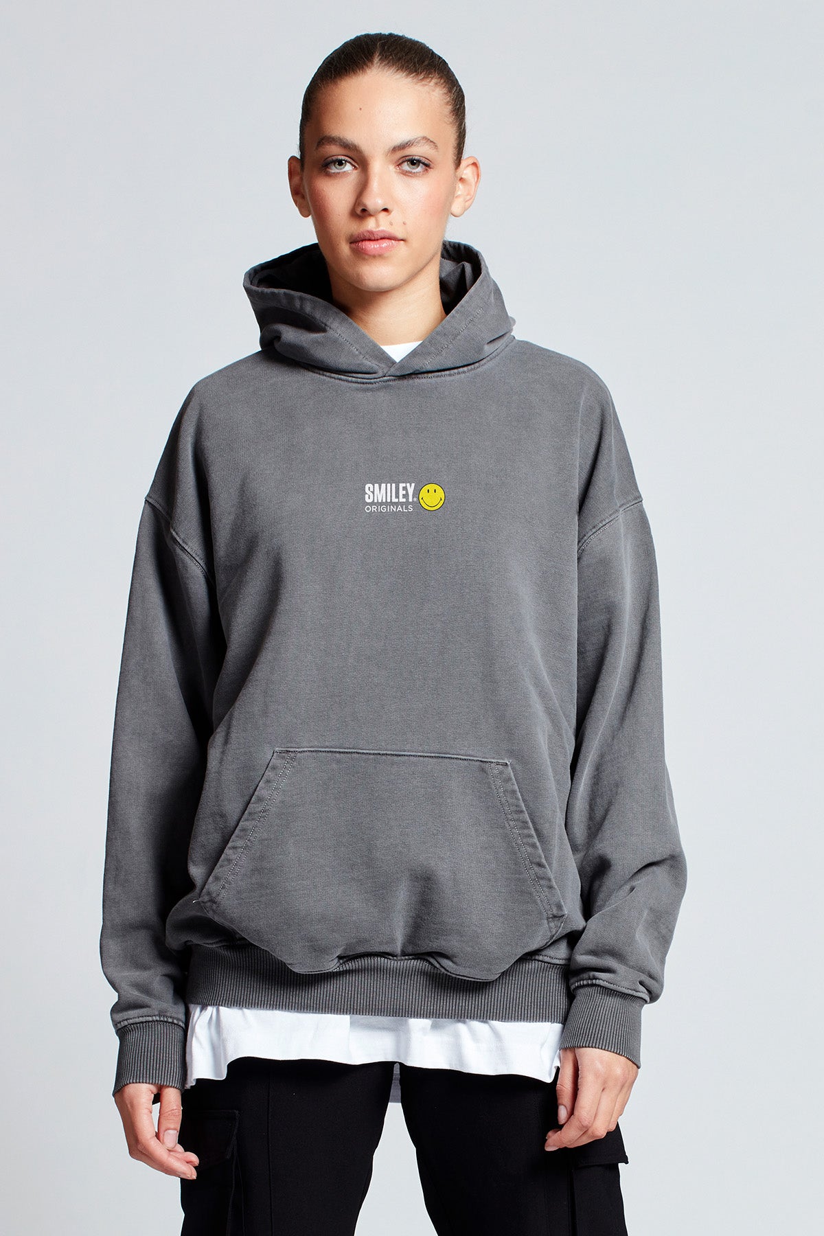 Smiley Originals® Special Delivery Hoodie in Washed Grey