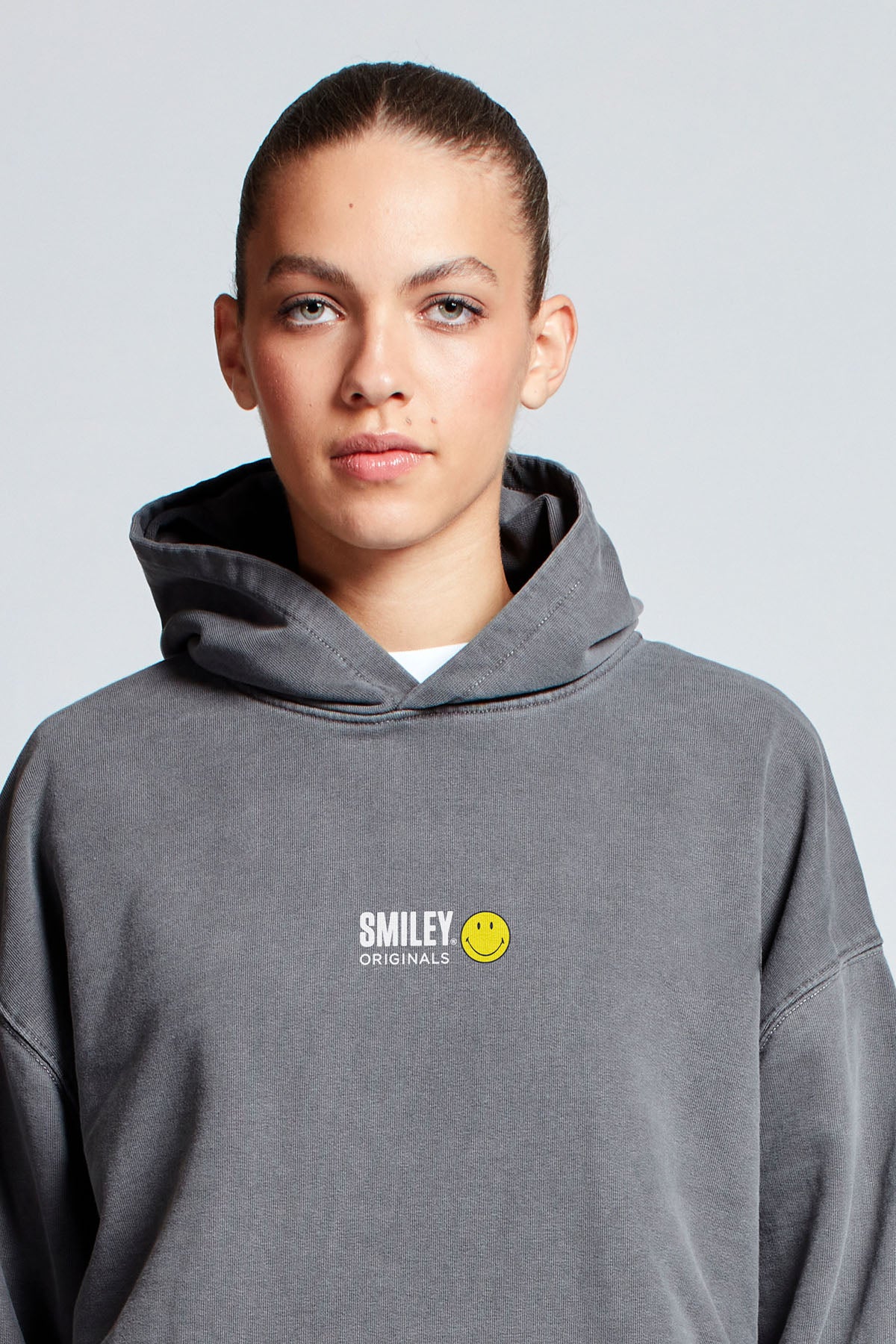 Smiley Originals® Special Delivery Hoodie in Washed Grey
