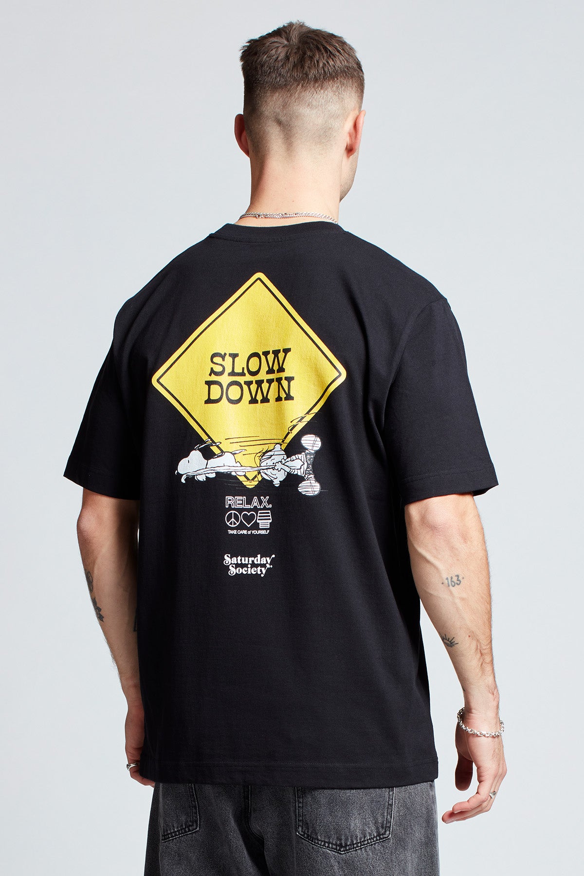 Snoopy Slow Down T-shirt in Black