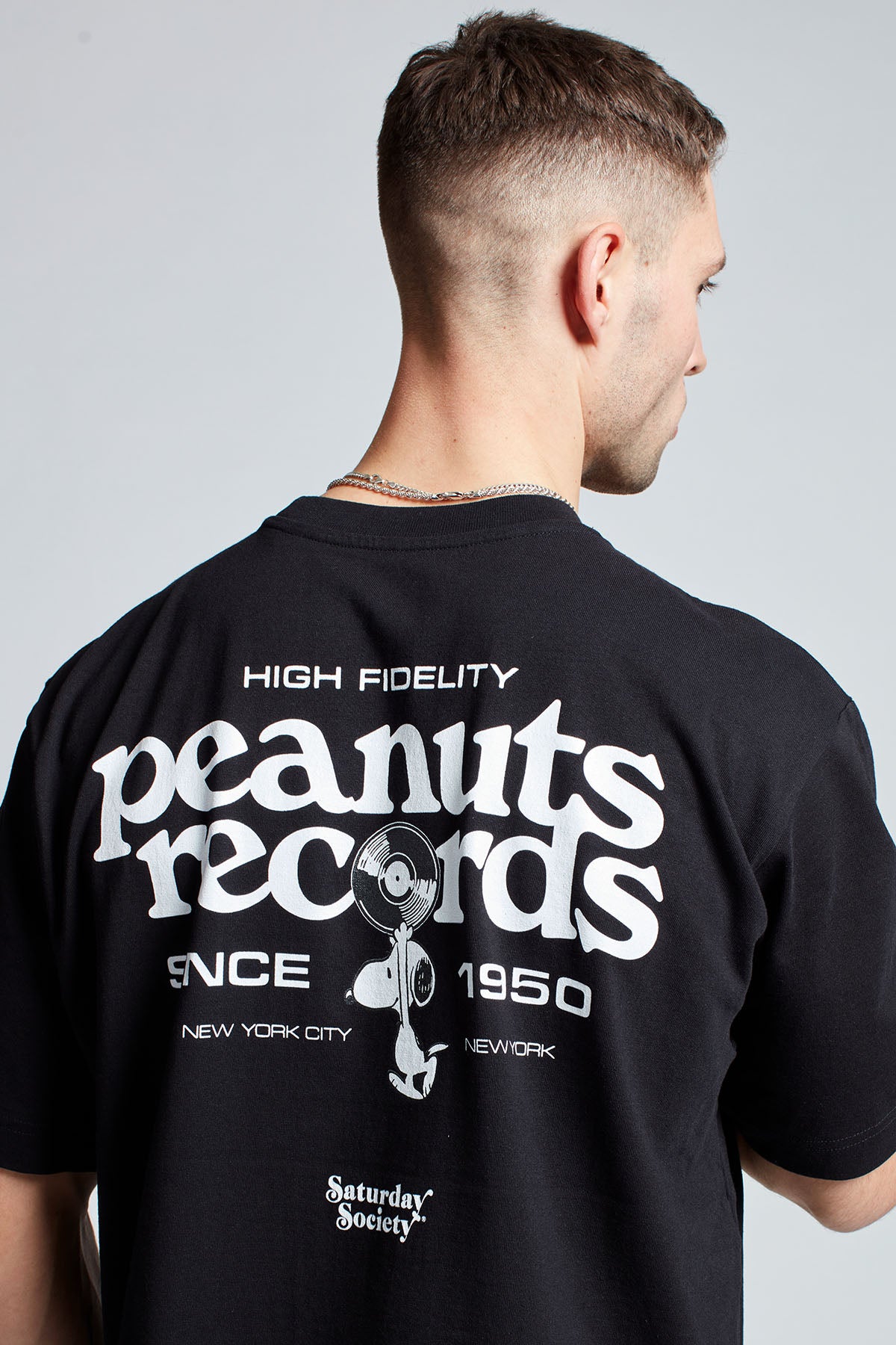 Snoopy Peanuts Records T-shirt in Black