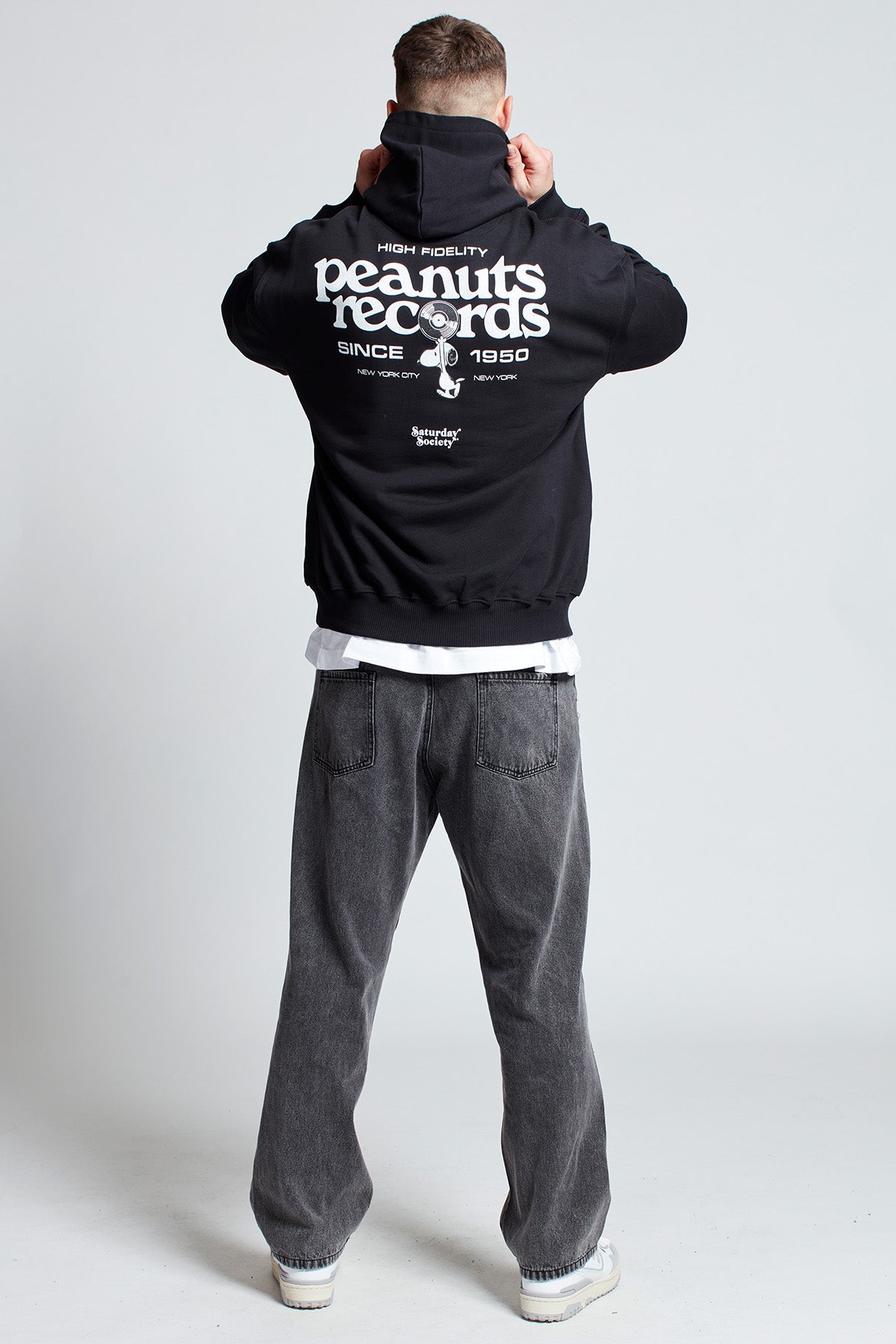 Snoopy Peanuts Records Hoodie in Black