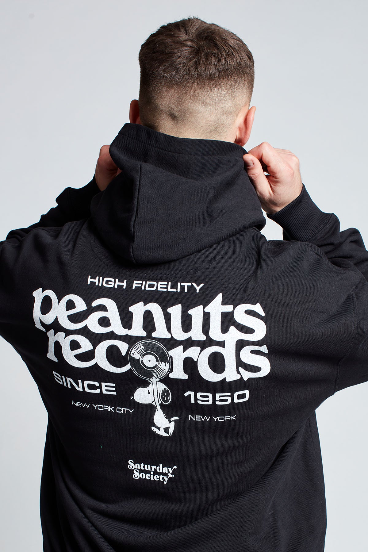 Snoopy Peanuts Records Hoodie in Black