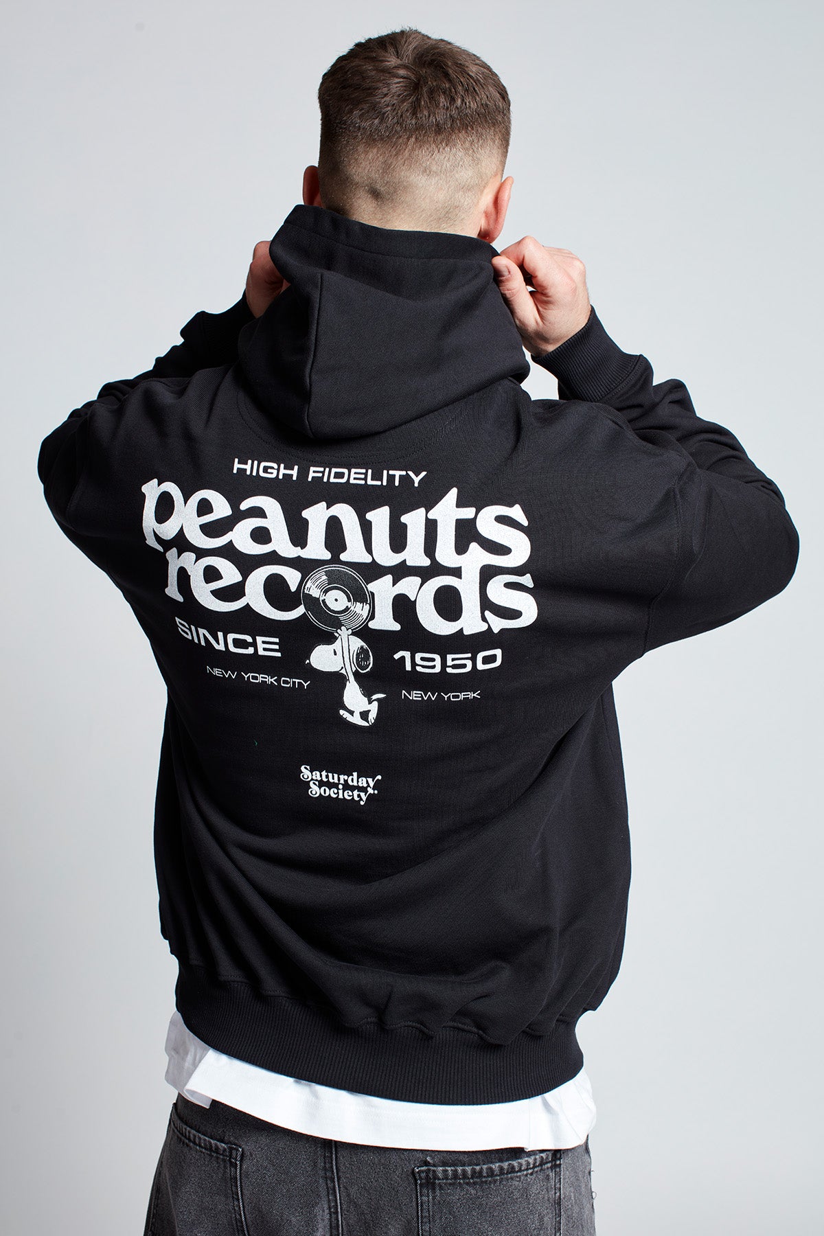 Snoopy Peanuts Records Hoodie in Black