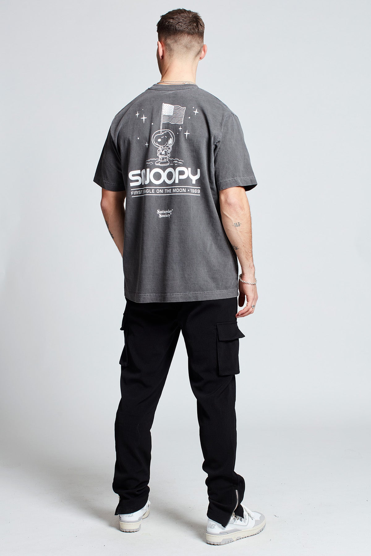 Snoopy Moon Landing T-shirt in Washed Grey