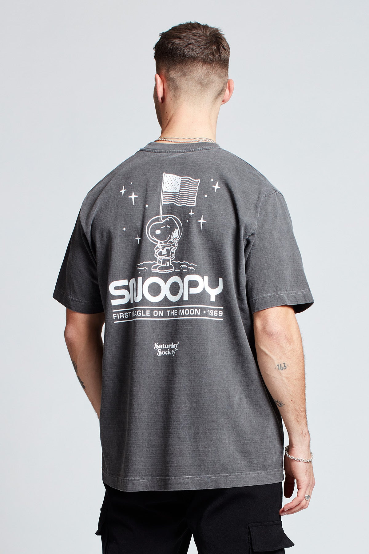 Snoopy Moon Landing T-shirt in Washed Grey
