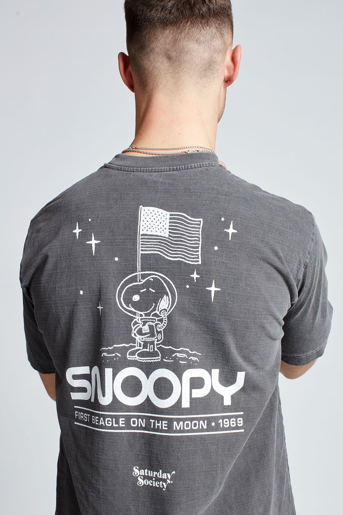 Snoopy Moon Landing T-shirt in Washed Grey
