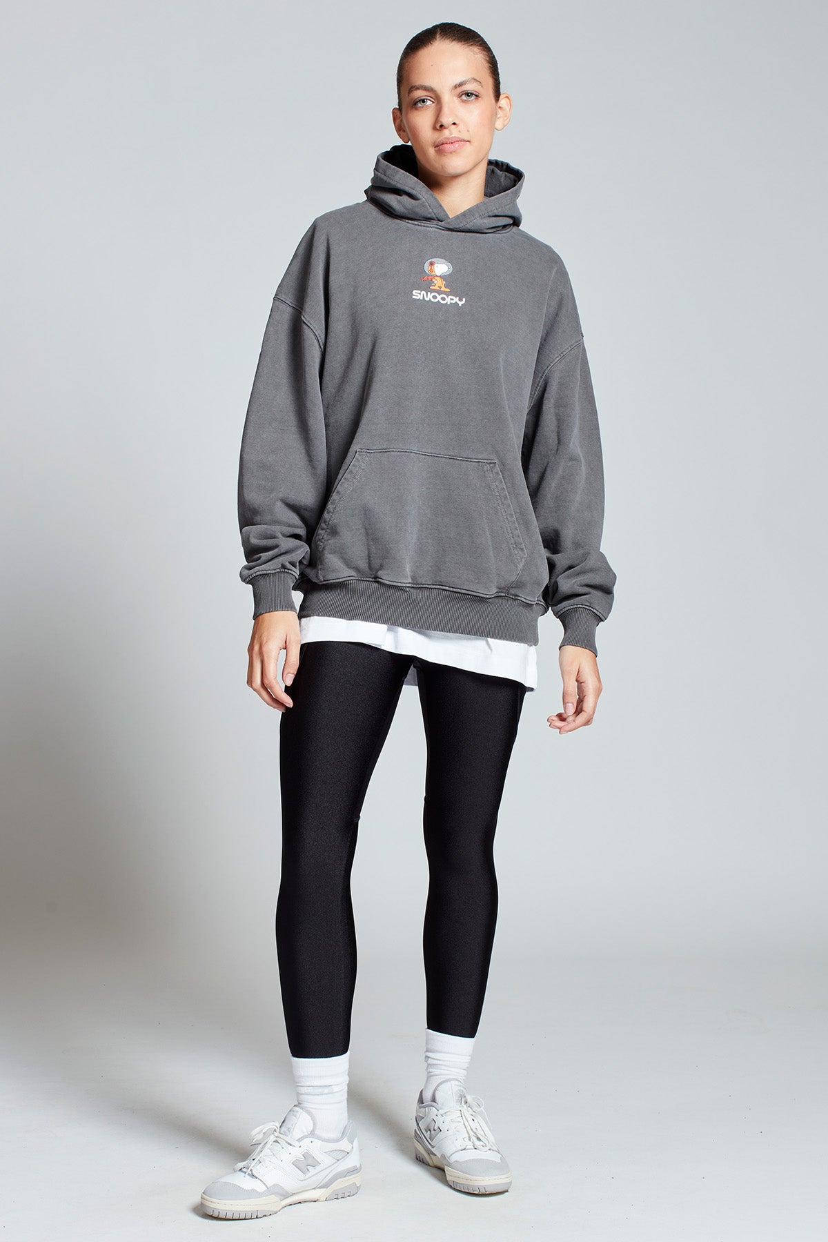 Snoopy Moon Landing Hoodie in Washed Grey