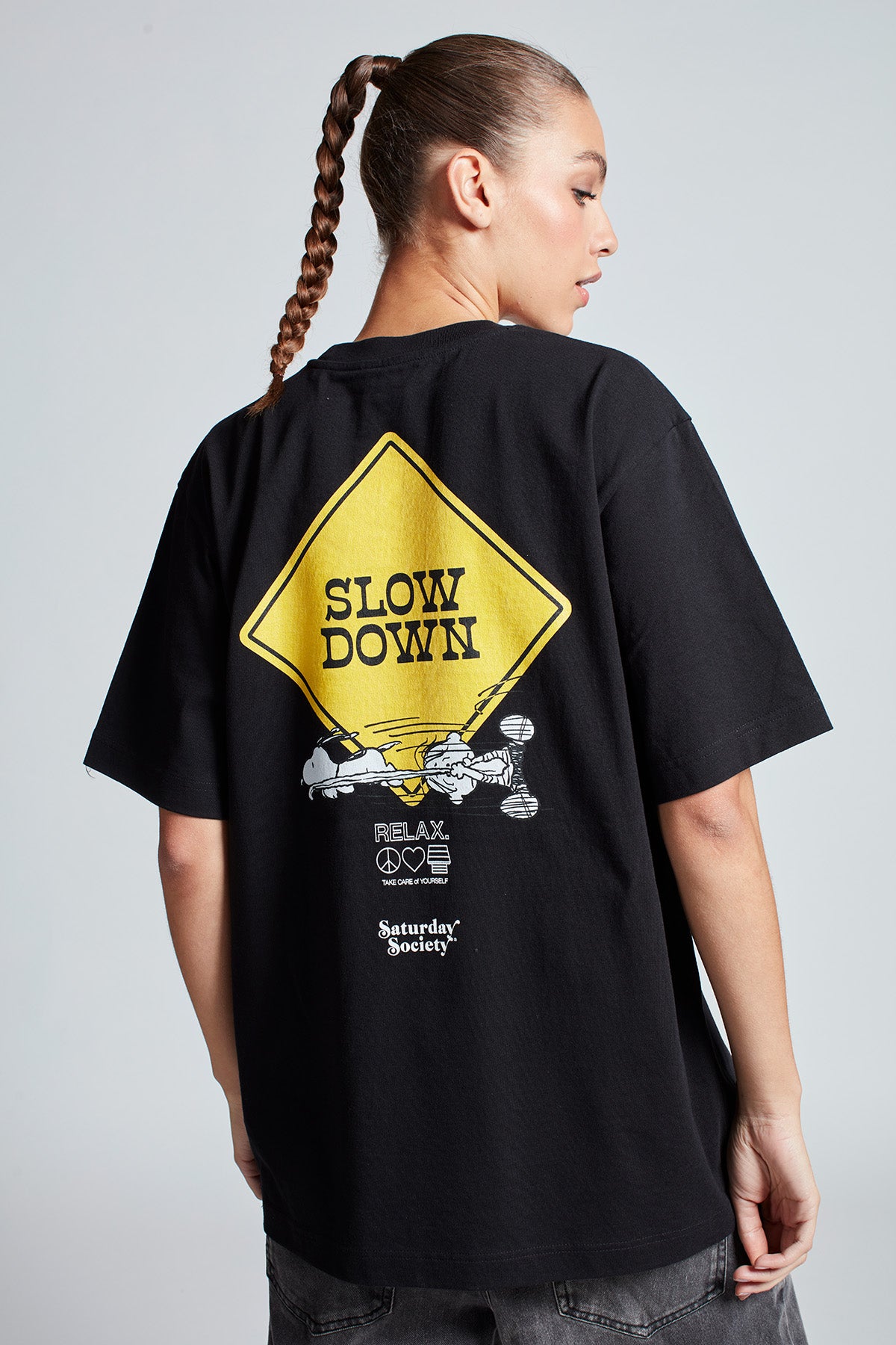 Snoopy Slow Down T-shirt in Black