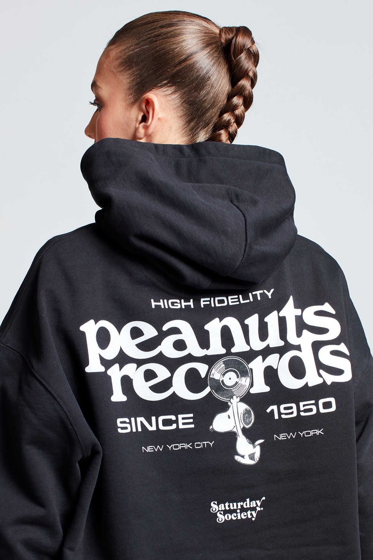 Snoopy Peanuts Records Hoodie in Black