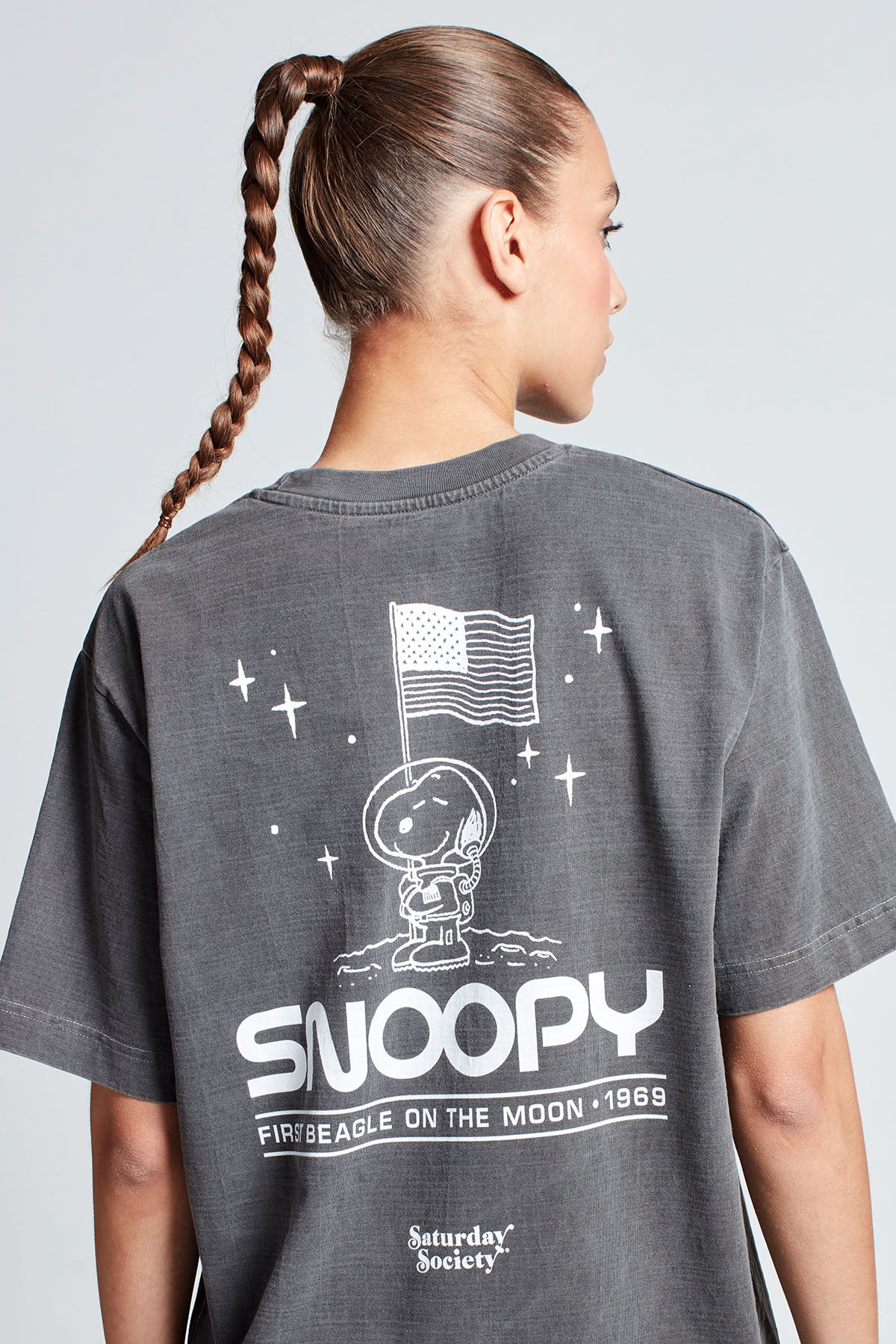 Snoopy Moon Landing T-shirt in Washed Grey