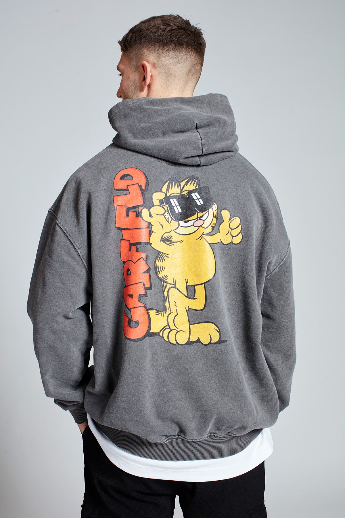Garfield Just Chilling Hoodie in Washed Grey