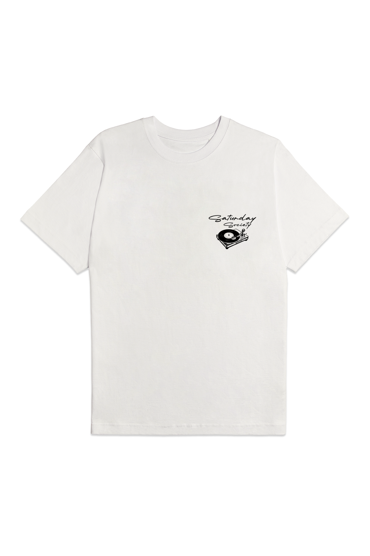Saturday Society Records T-shirt in Vintage White (Black print)