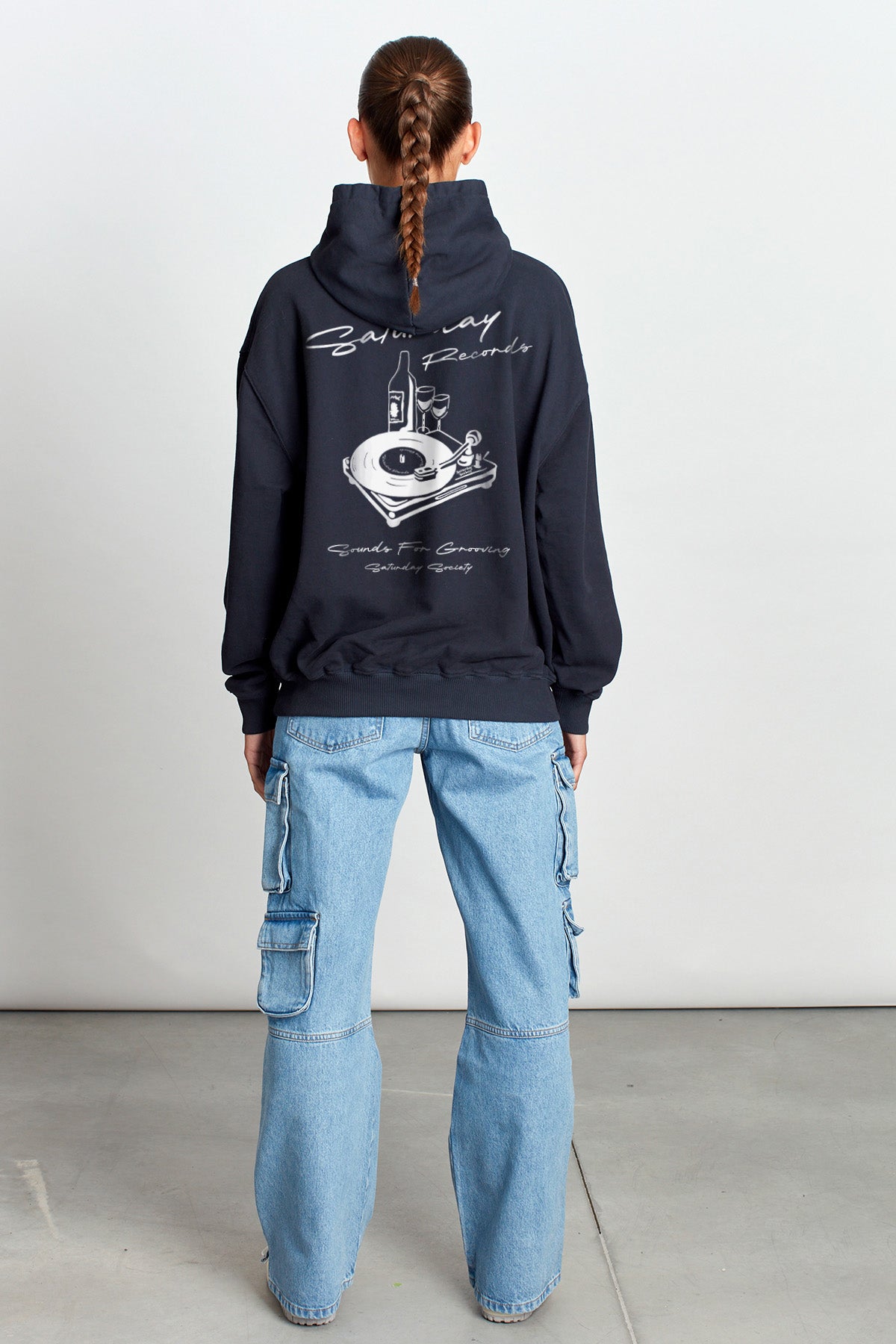 Saturday Society Records Hoodie in Washed Black