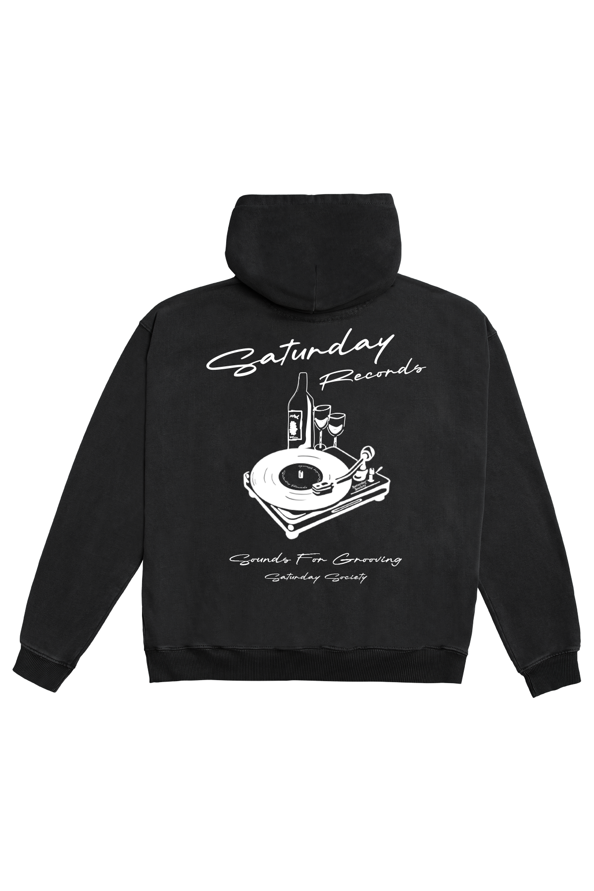 Saturday Society Records Hoodie in Washed Black